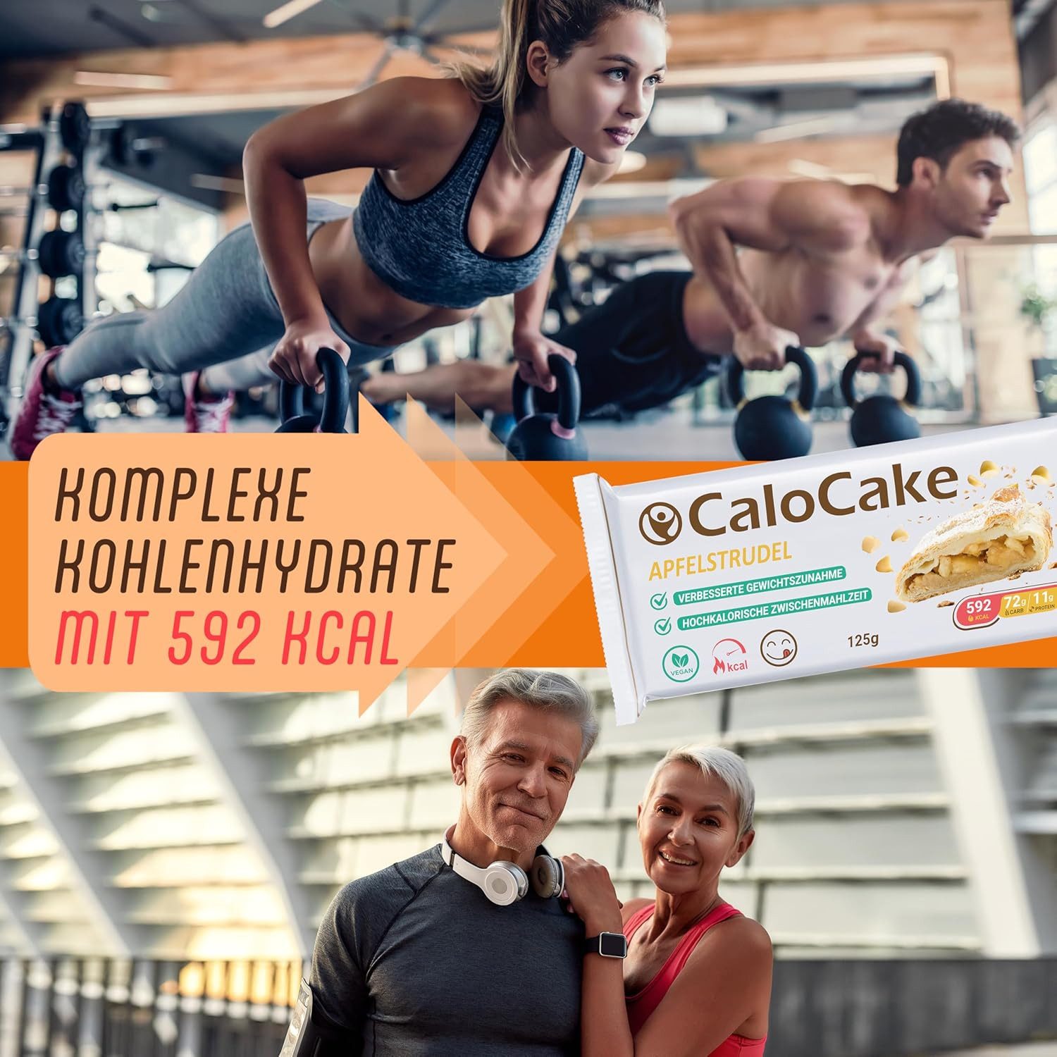 CaloVital Zunehmen mit CaloCake Energieriegel mit 592 Kalorien Gewichtszunahme Riegel, 3000 g