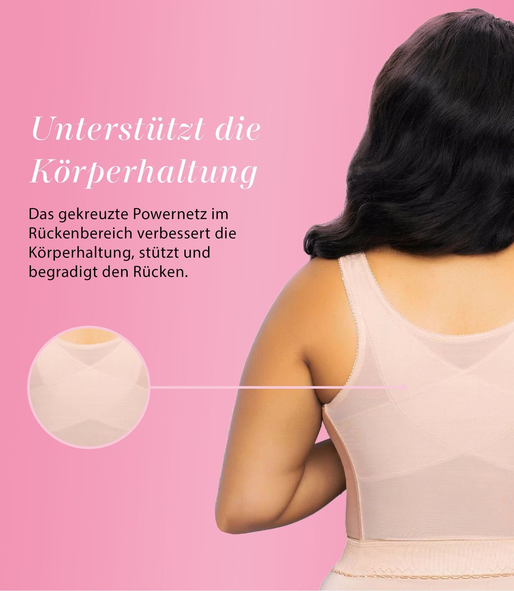 Exquisite FORM Entlastungs-BH 6107565 Langer BH ohne Bügel mit Vorderverschluss und Spitze