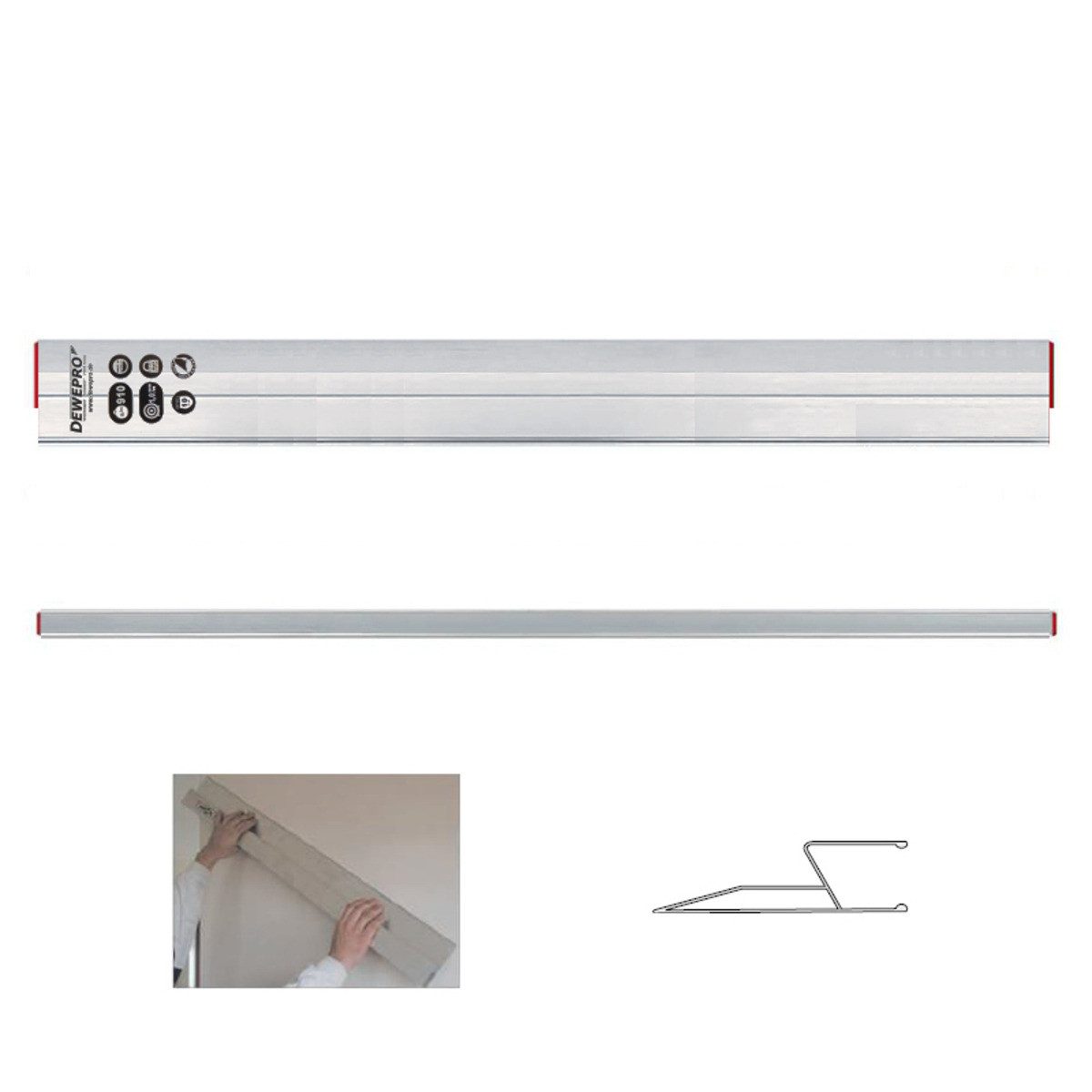 DEWEPRO Wasserwaage DEWEPRO kombinierte Trapez/HA-Kartätsche Alu Abziehlatte, 200cm 2m