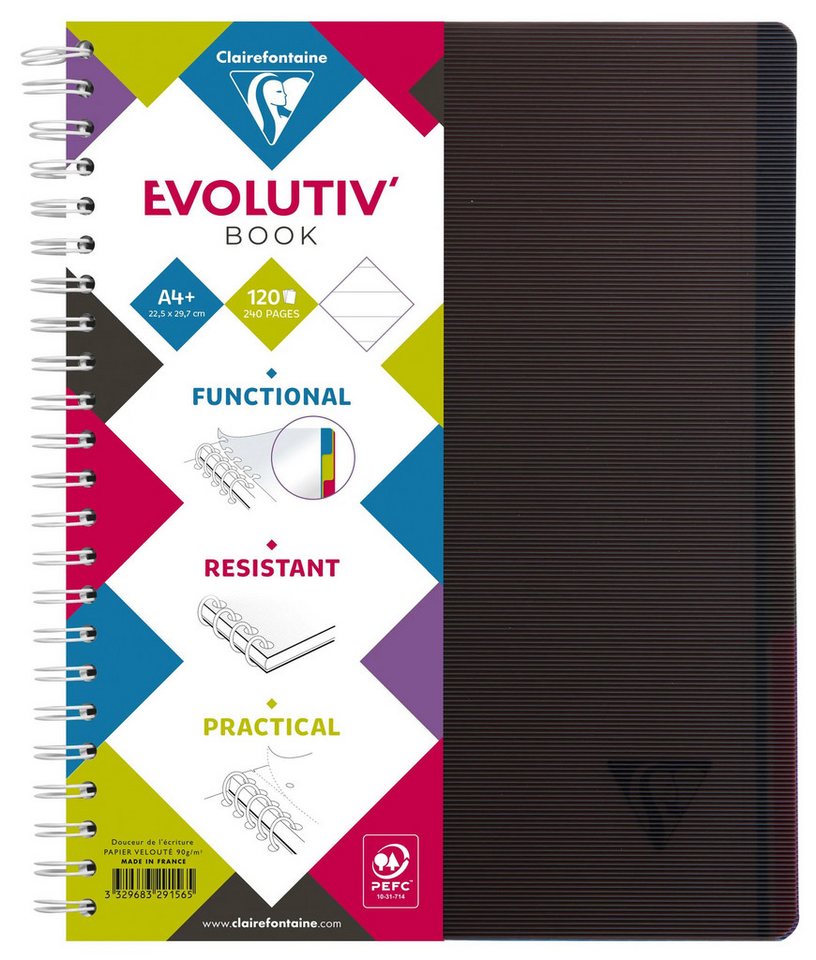 Thumbnail - CLAIREFONTAINE Notizbuch 5x Buch & Deckel 22,5x29,7cm 120 Blatt liniert sortiert 329156C, Linicolor, Age Bag und Europa