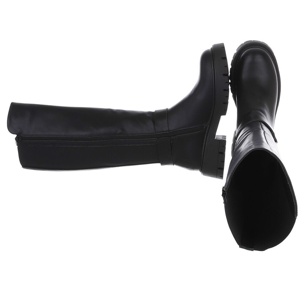 Ital-Design Moderne Damenstiefel mit Schnalle für Herbst & Winter Plateaust günstig online kaufen