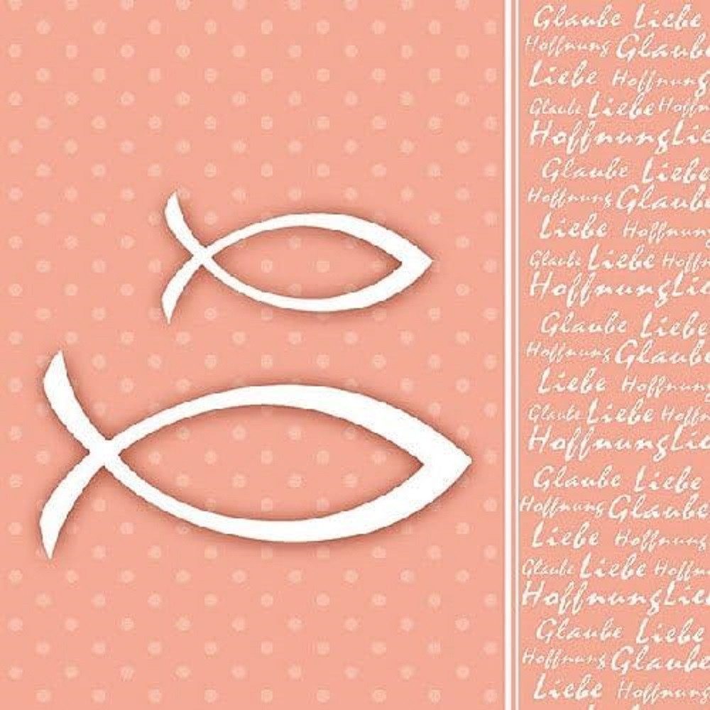 Ambiente Luxury Paper Products Papierserviette Konfirmation / Kommunion Fisch, Christliche Symbole als Tischdeko, (20 St), Decoupage, Serviettentechnik, Ideal als Geschenk