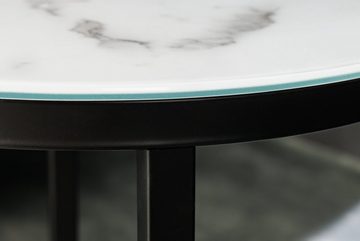 riess-ambiente Beistelltisch BOUTIQUE 40cm weiß / schwarz (1-St), Glas · Metall · Marmor-Optik · Wohnzimmer · Modern