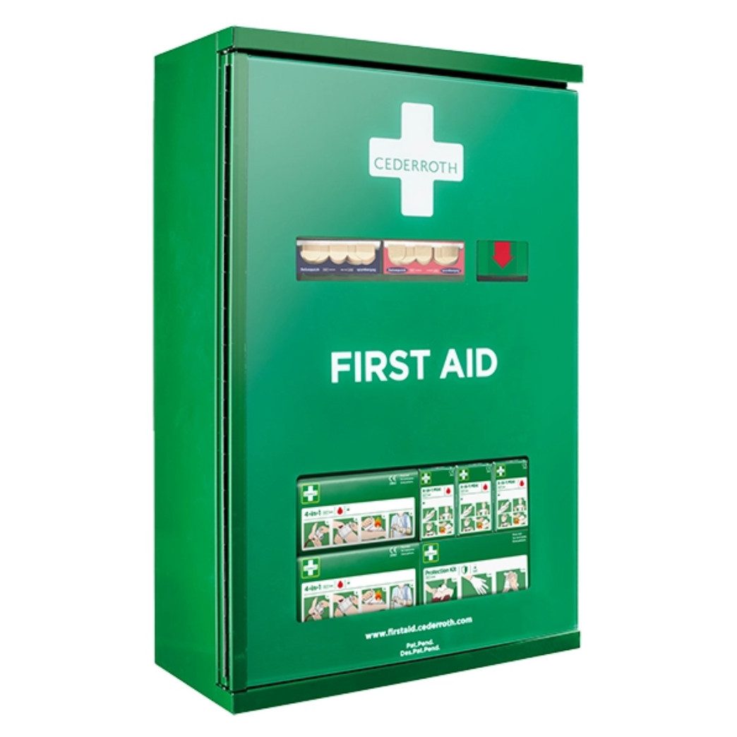 Cederroth Erste-Hilfe-Set Cederroth Erste-Hilfe-Schrank Doppeltür, (Notfall Schrank Arbeit, 1 St), Komplett gefüllt, für schnellen Zugriff