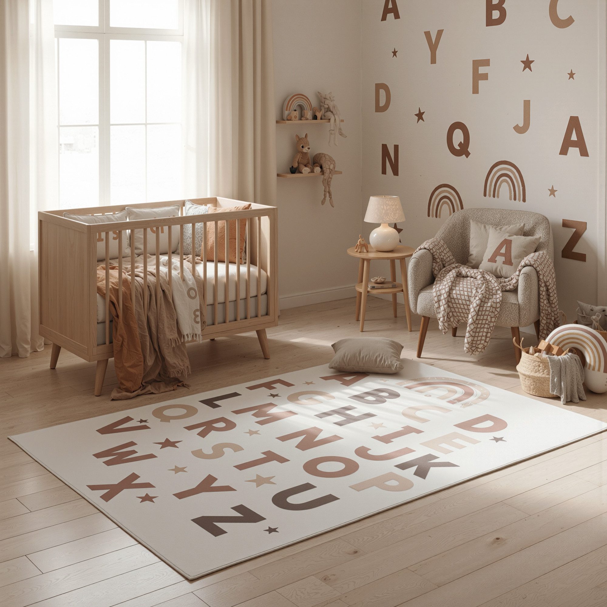 SIMPEX24 Teppich Alphabet Teppich Kinder, Rechteckig, Höhe: 8 mm, Teppich Kinderzimmer