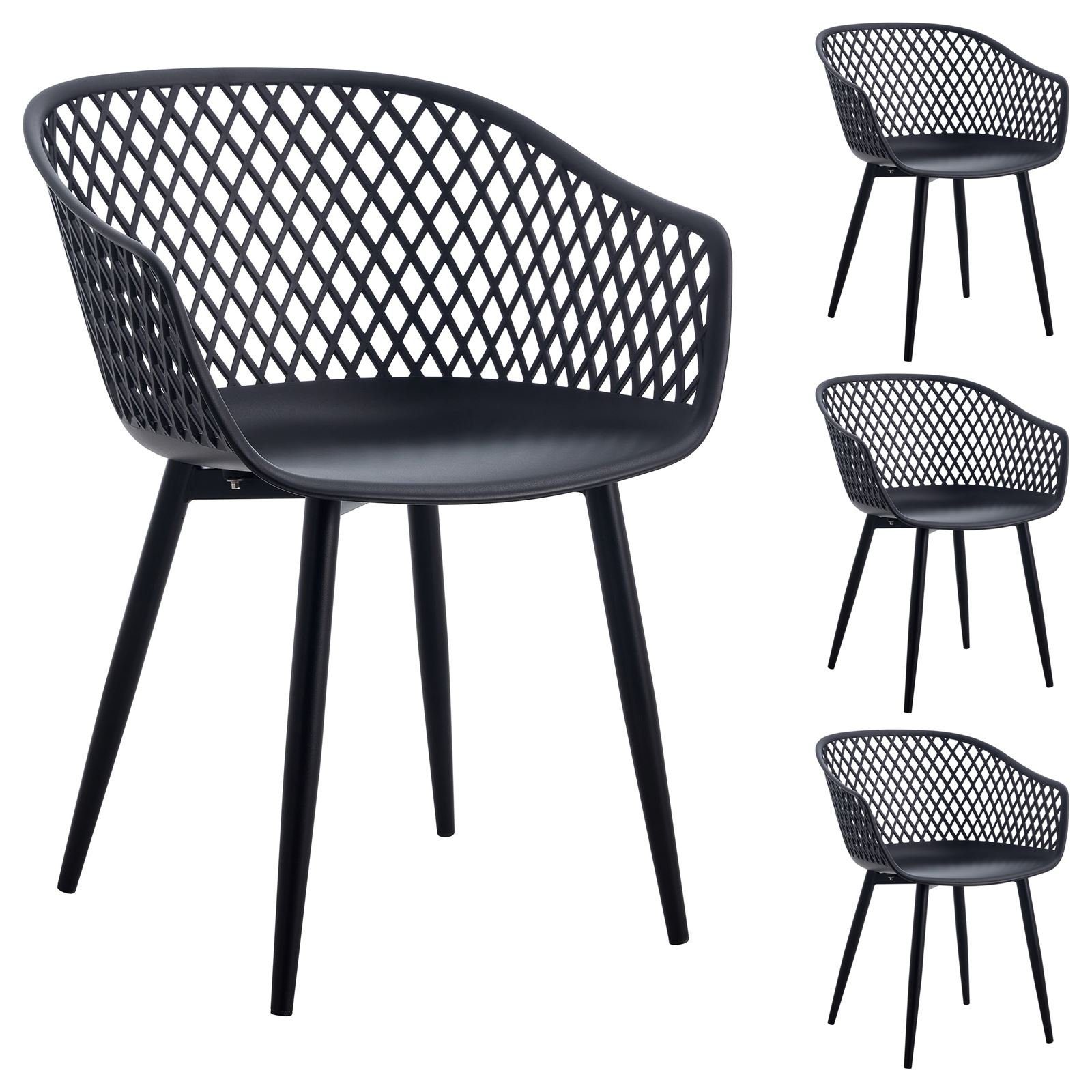 IDIMEX Esszimmerstuhl MADEIRA (4 St), Esszimmerstuhl Retro Design Stühle 4er Set Küchenstuhl mit Sitz Kunsts schwarz/schwarz