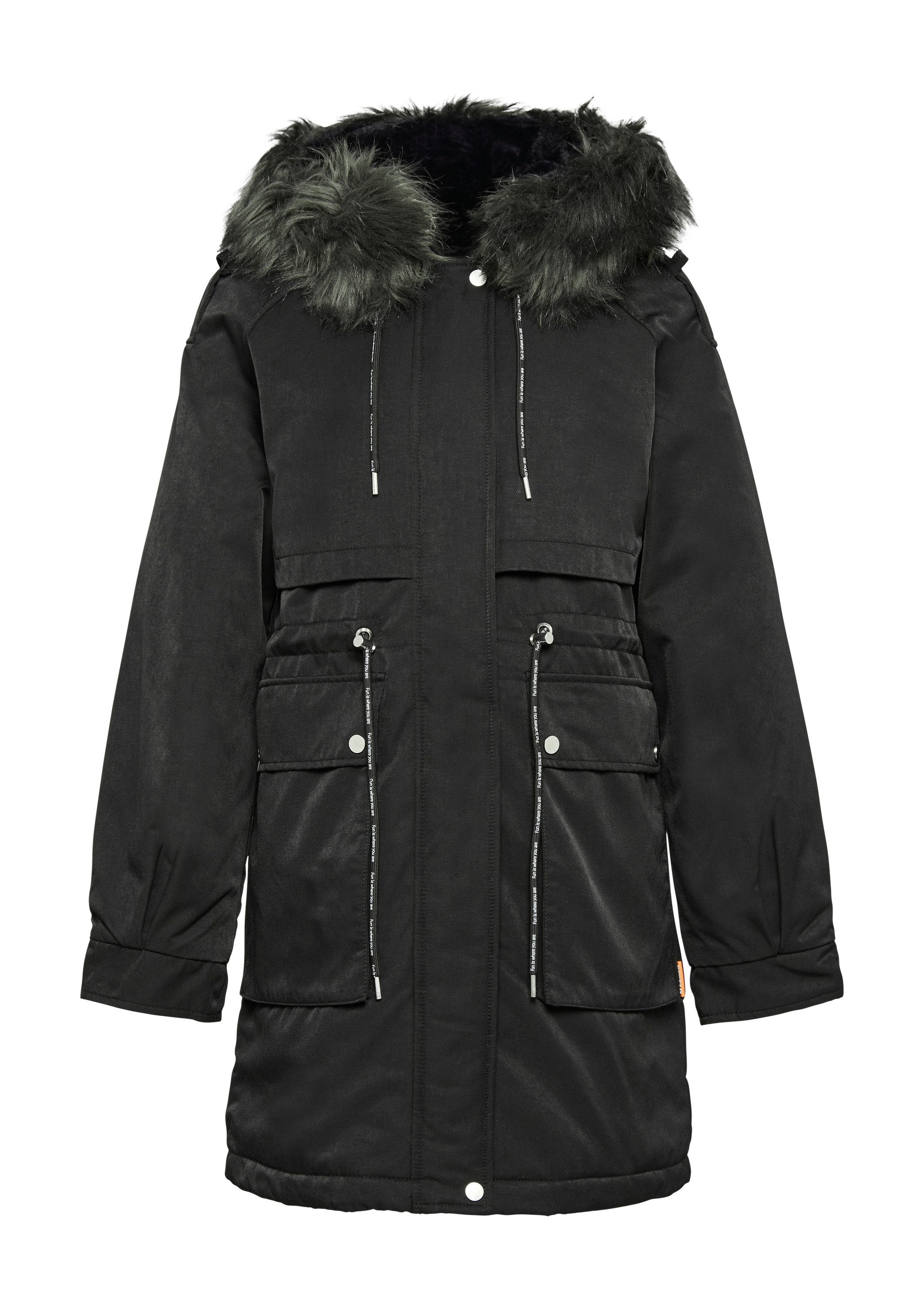 QS Parka Outdoor-Jacke Gefütterter Parka mit abnehmbarem Kunstfell