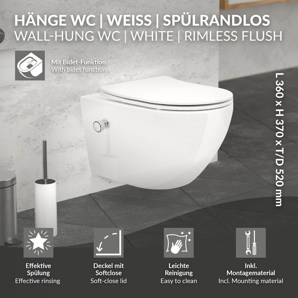 LuxeBath Tiefspül-WC Spülrandloses Hänge WC Keramik günstig online kaufen