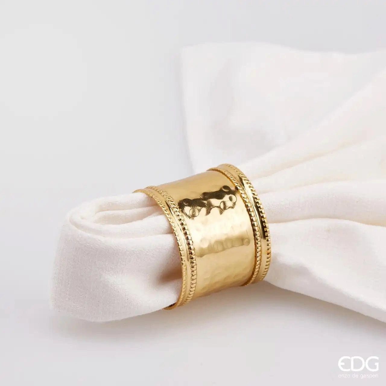 enzo de gasperi Serviettenring 4er-Set Serviettenringe - gehämmertes Metall Farbe Silber und Gold