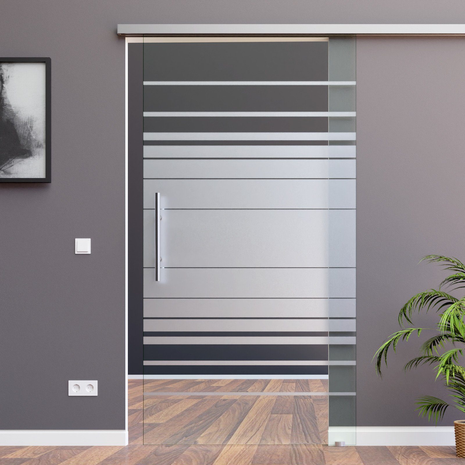 AMOD Glasschiebetür M4-AS-GE420 (SlimLine, Komplett Set), mit Griffstange-4 günstig online kaufen