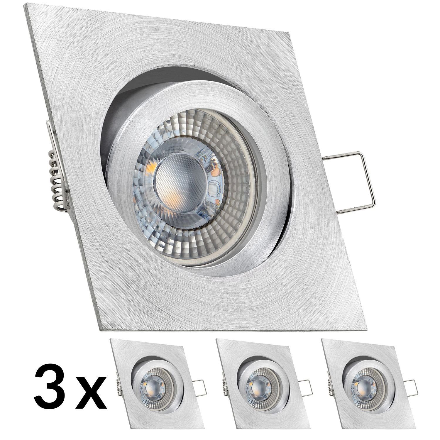 LED Einbaustrahler natur extra LED 3er RGB in aluminium Einbaustrahler flach Set 3W mit LEDANDO L