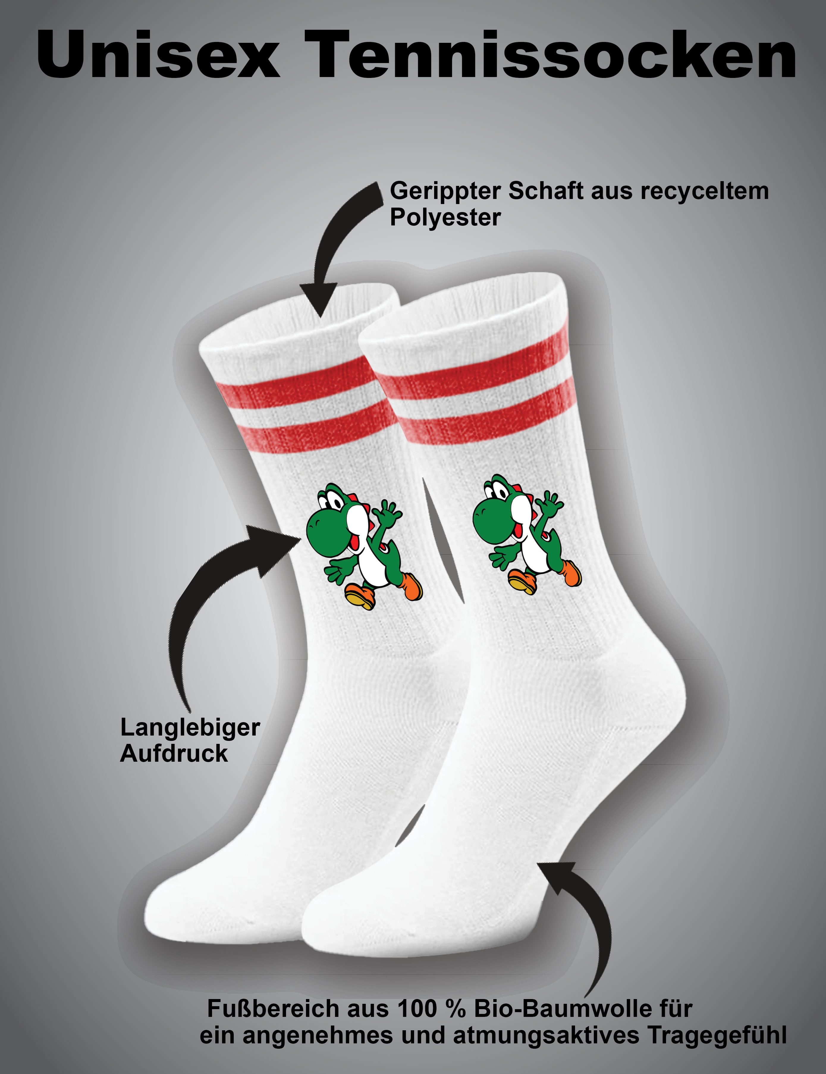 Youth Designz Tennissocken Unisex Socken "Yoshi Game" Aufdruck lustig Geschenk Statement mit verstärkter Verse und Zehenbereich
