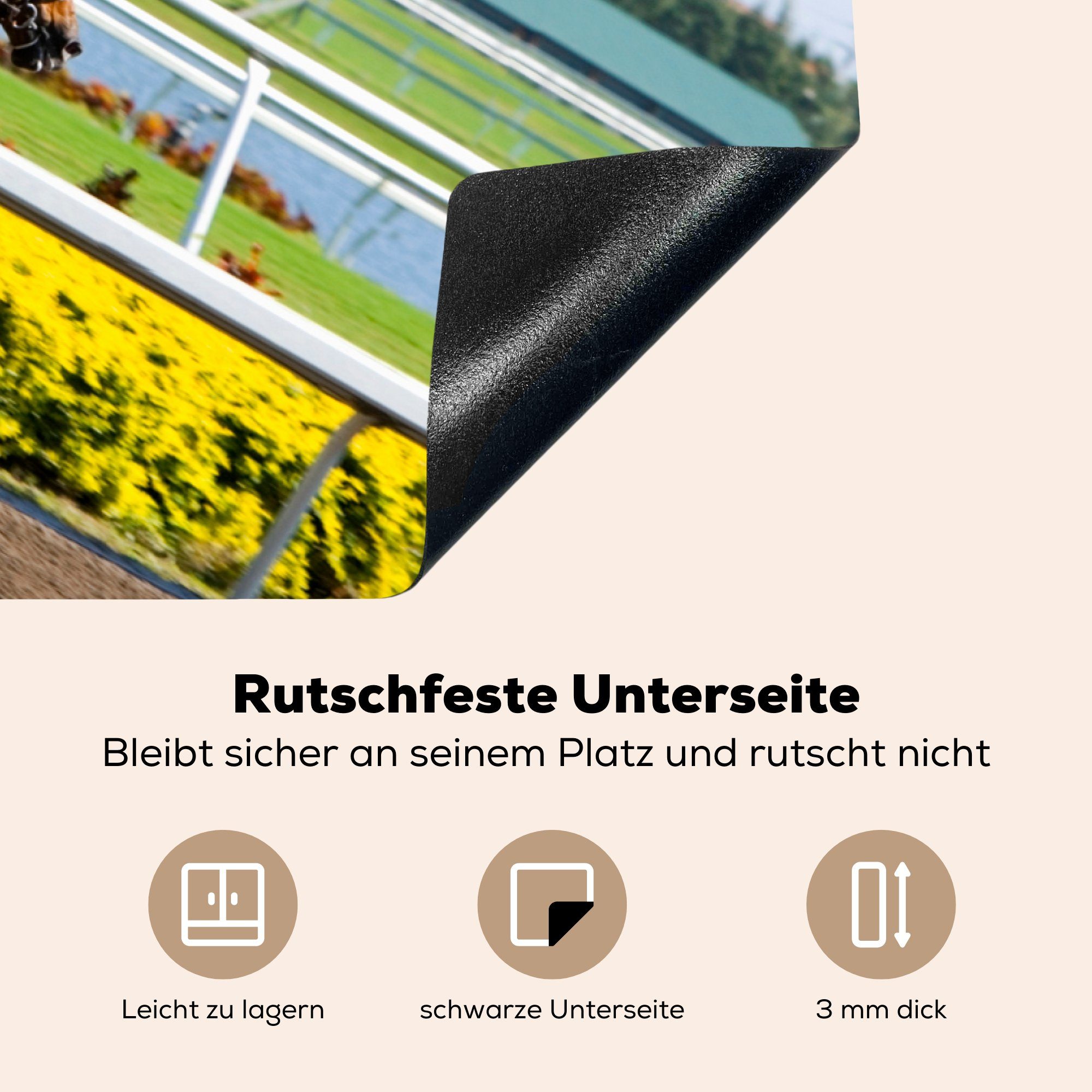 Induktionskochfeld Pferderennbahn (1 Schutz - cm, 81x52 küche, Sand, Vinyl, die für MuchoWow Pferde tlg), Herdblende-/Abdeckplatte - Ceranfeldabdeckung