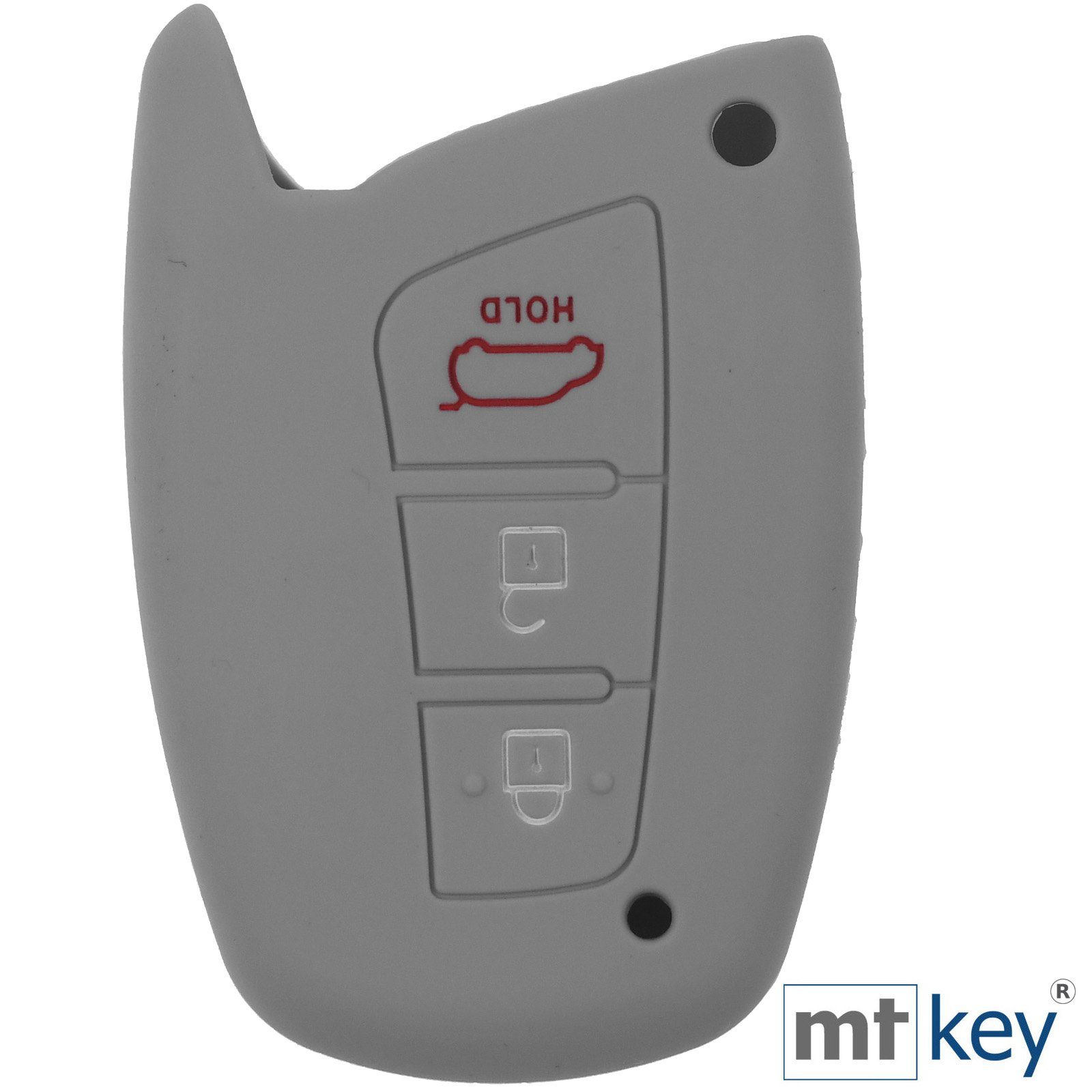mt-key Schlüsseltasche Autoschlüssel Softcase Fe Genesis Silikon Knopf ix45 KEYLESS Equus Azera Grau, für Santa Hyundai Schutzhülle Grandeur 3