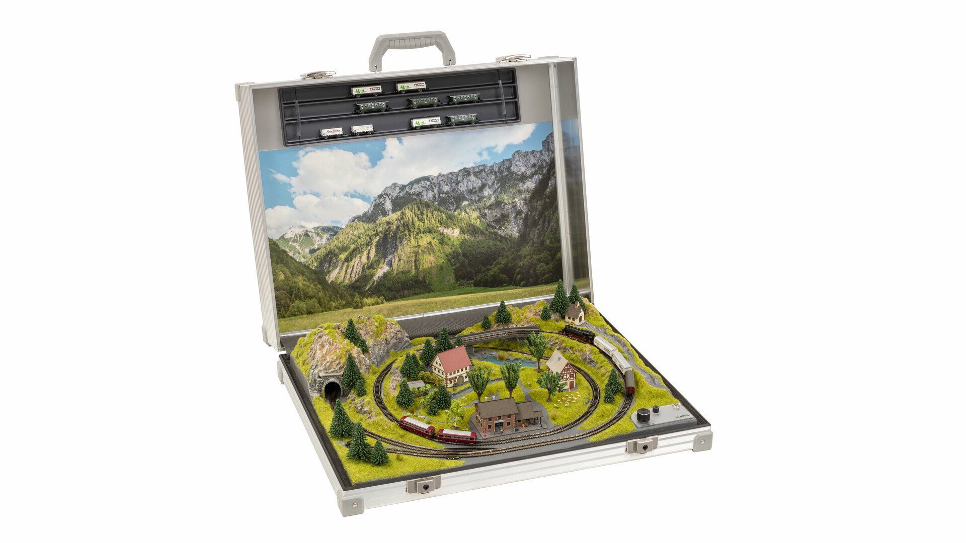 Modelleisenbahn-Fertiggelände NOCH® Modellbahnkoffer „Serfaus“, mit Märklin mini