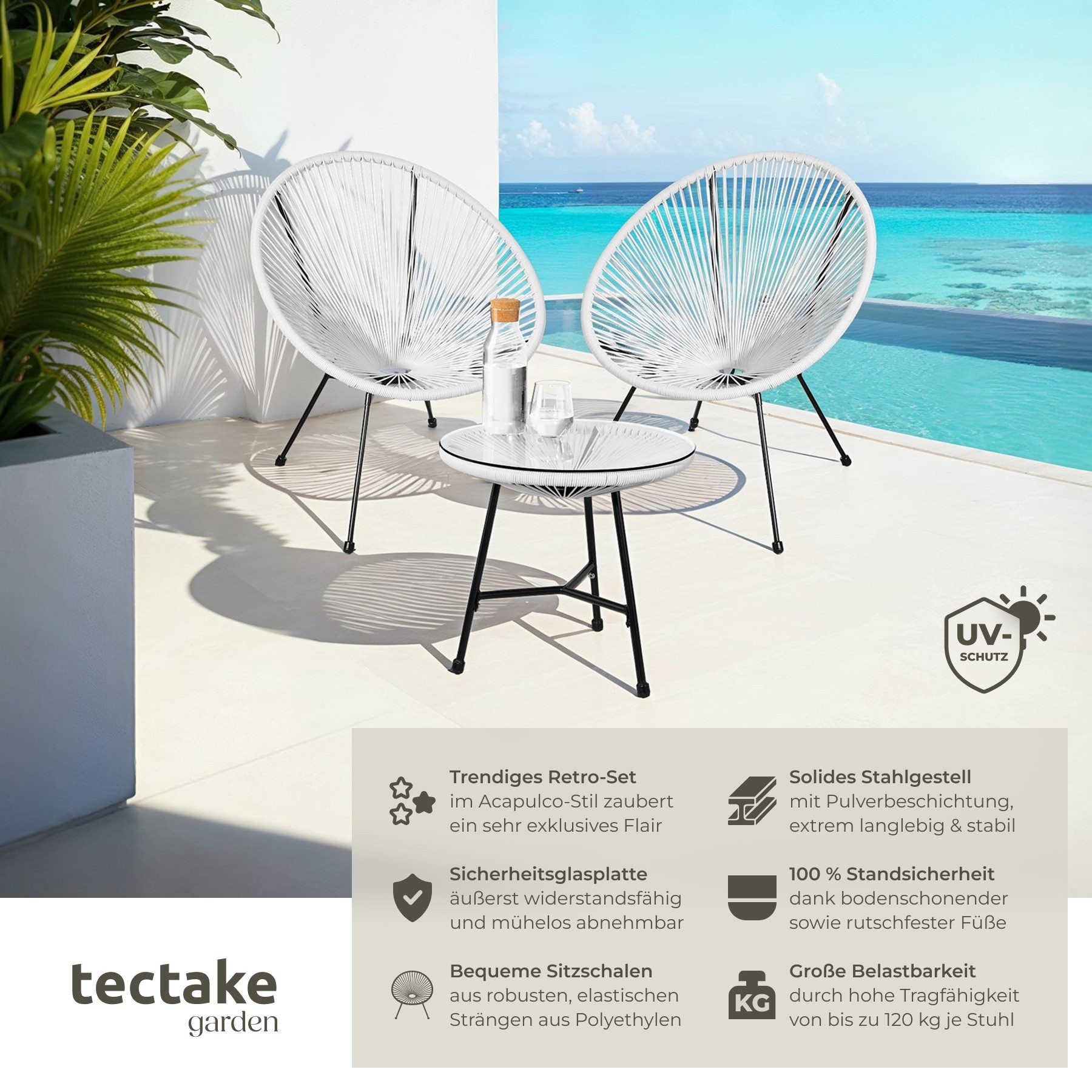 tectake Essgruppe 2 Gartenstühle Santana mit günstig online kaufen