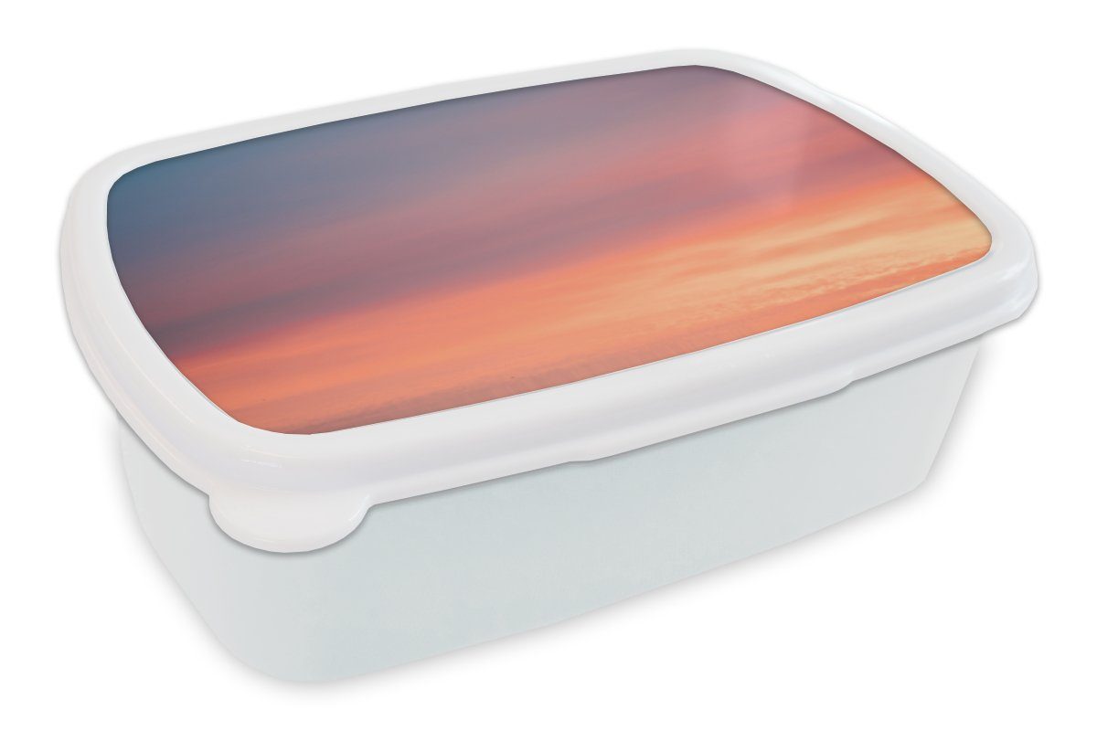 MuchoWow Lunchbox Sonne - Himmel - Wolken - Rosa, Kunststoff, (2-tlg), Brotbox für Kinder und Erwachsene, Brotdose, für Jungs und Mädchen weiß