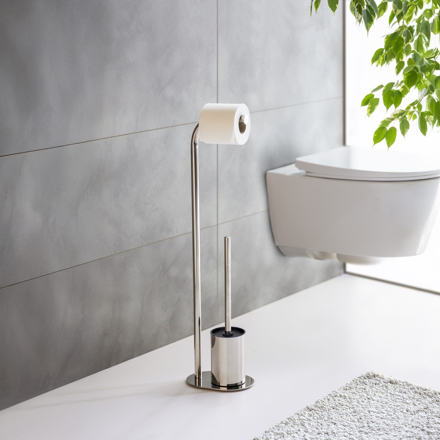 WENKO WC-Garnitur Levante, freistehender Toilettenpapierhalter mit WC-Bürst günstig online kaufen