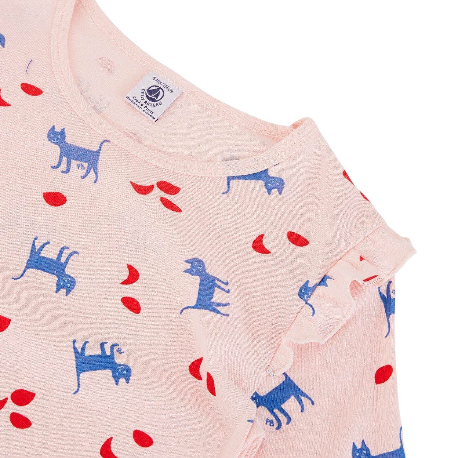 Petit rosa Bateau Katzenprint Nachthemd Petit mit Bateau Nachthemd