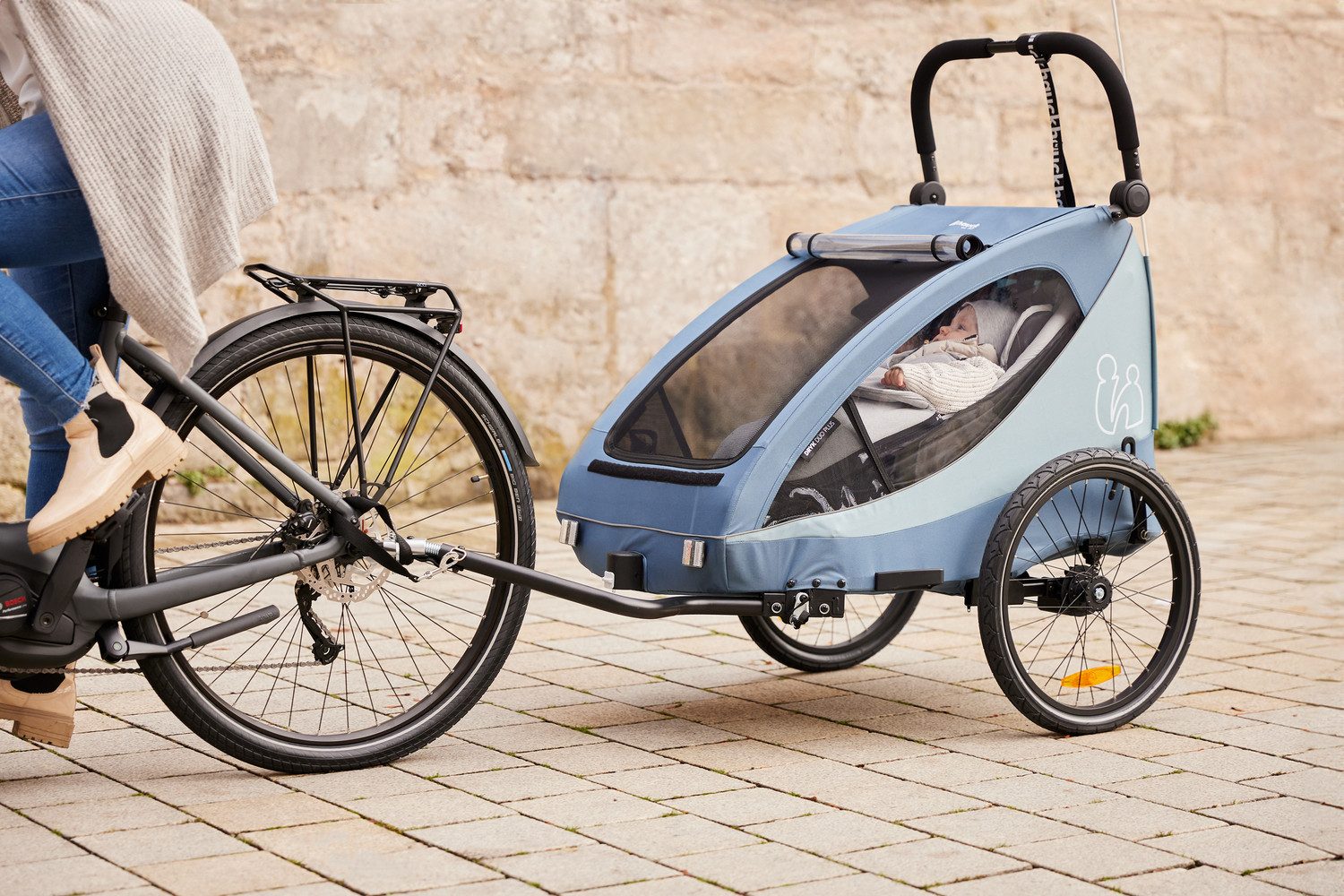 Hauck Fahrradkinderanhänger 2in1 Bike Trailer und Buggy Dryk Duo Plus, dark green, für 2 Kinder; inklusive Deichsel