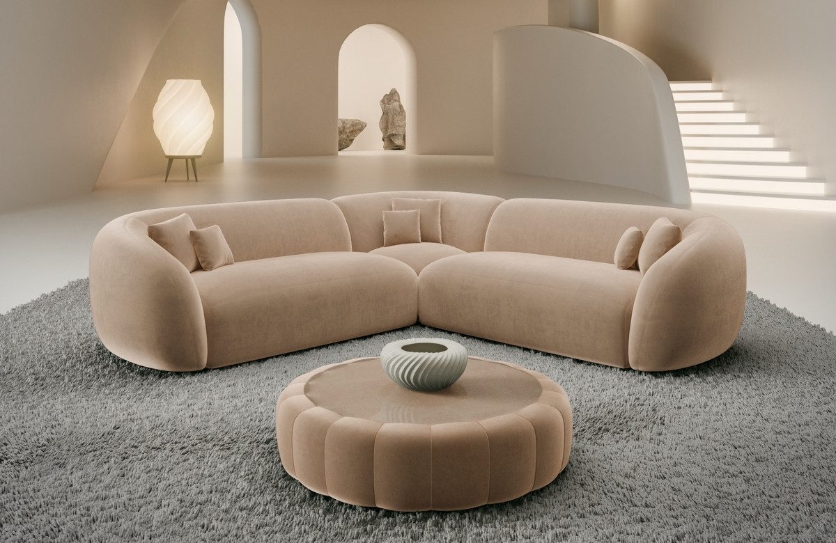 Sofa Dreams Ecksofa Sorelia L Form Luxus Polsterecke, Design, 4-Sitzer, Loungesofa, Samtstoff Bezug in Beige