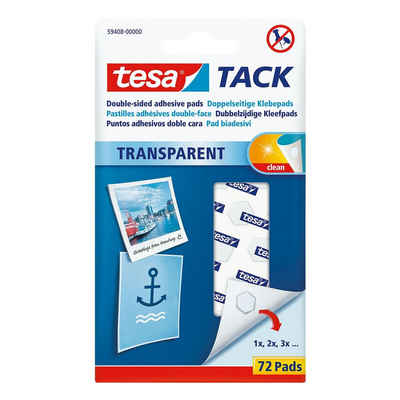 tesa Klebepad TACK (72-St) wiederablösbar / wiederverwendbar, transparent und flach