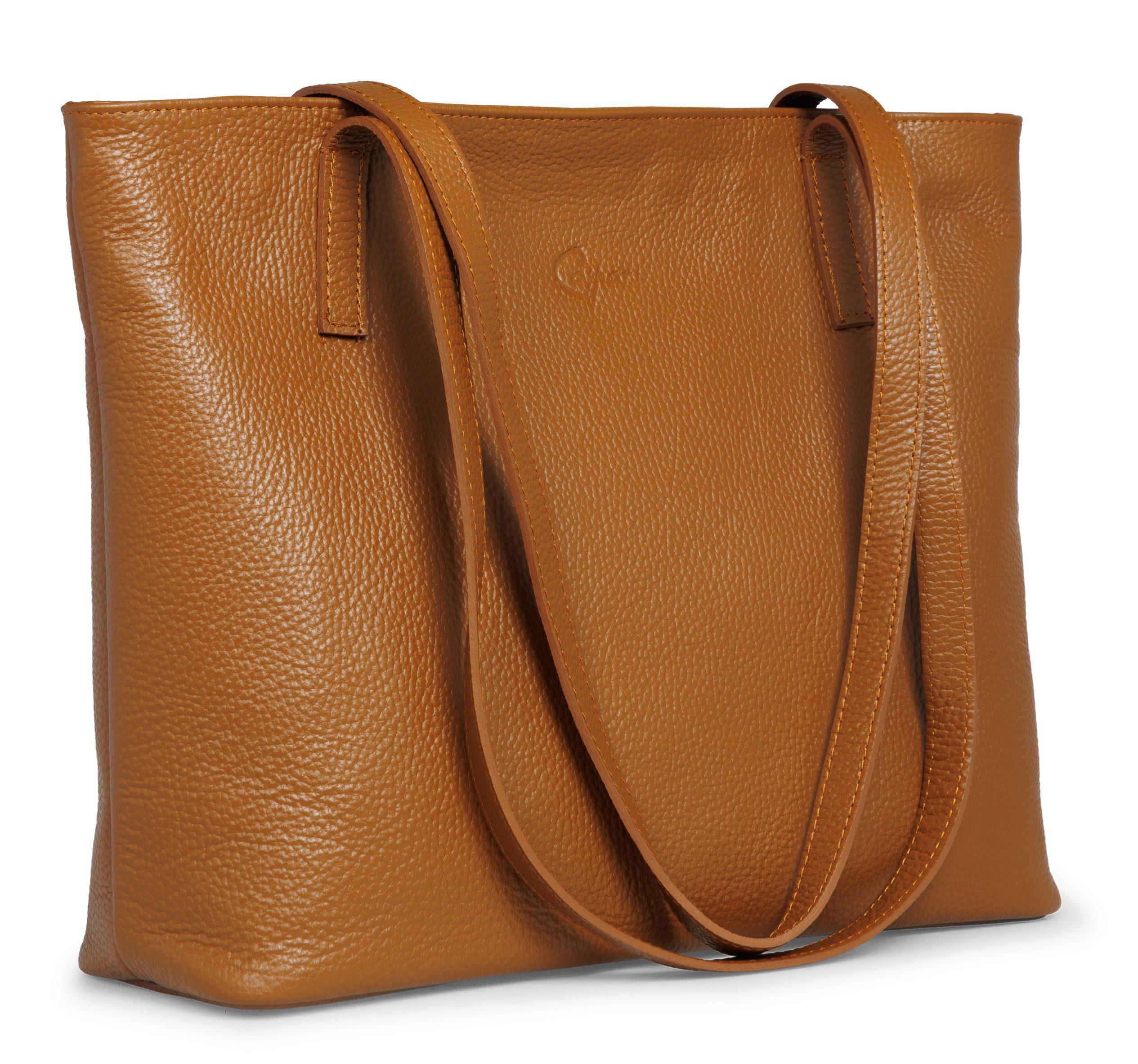 Caspar Schultertasche Leder Damen Shopper Tasche - PREMIUM LINE - Modell No.853, elegant, robust & unempfindlich - 100% Echtleder - Handmade in Italy