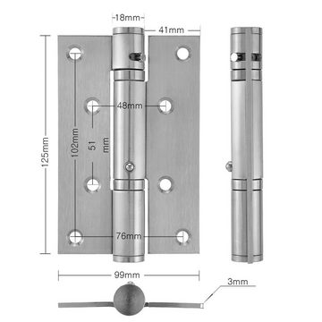 MidGard Türbeschlag Türscharnier mit Kugellager selbstschließend Edelstahl Türband 5 Zoll (4 St), Edelstahl