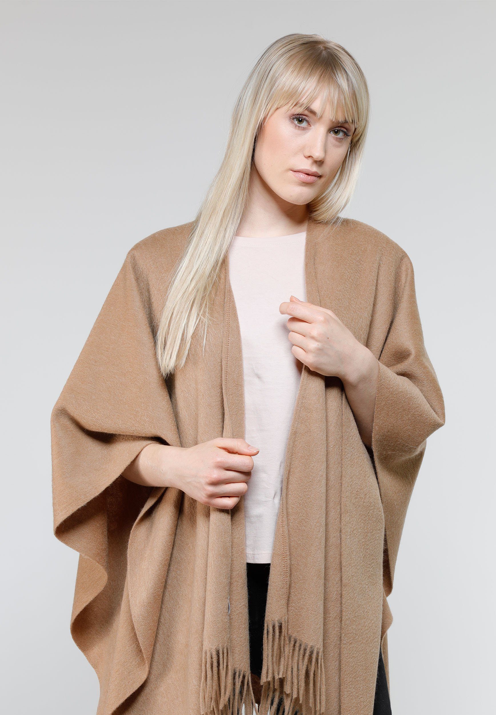 Poncho (1-St) Fraas camel Wollponcho
