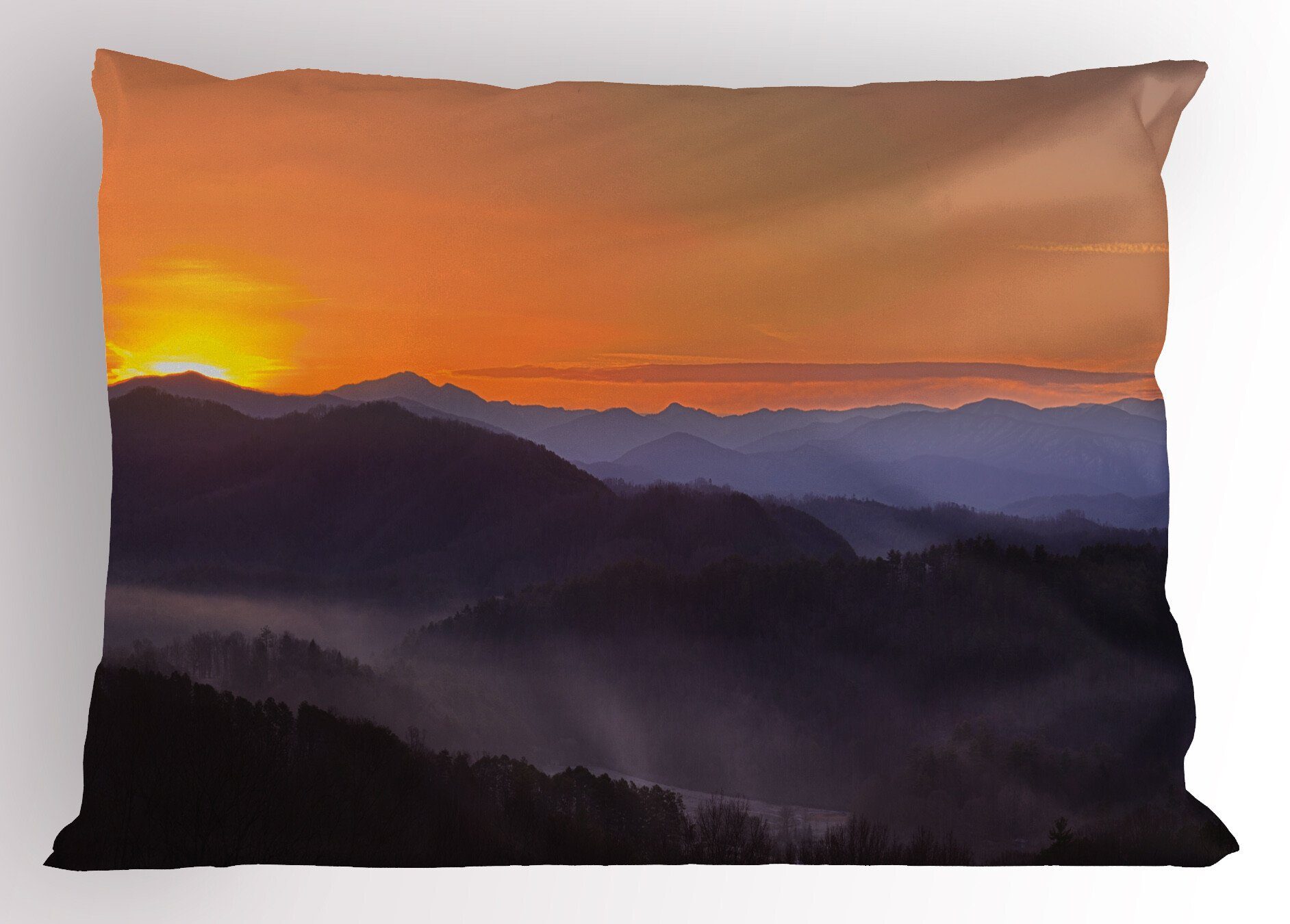 Abakuhaus (1 Gedruckter Stück), King auf Dämmerung Appalachian Kissenbezüge Size Dekorativer Nebelgebirge Standard Kissenbezug,