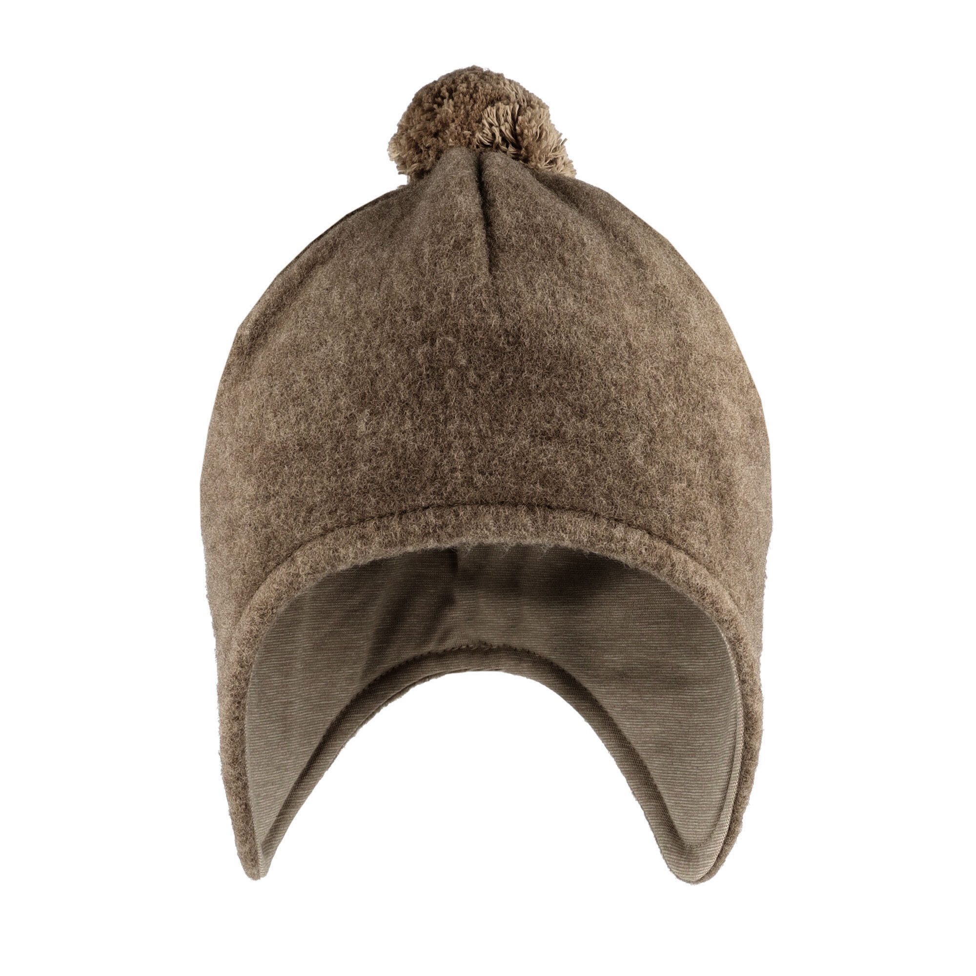 MAXIMO Fleecemütze GOTS MINI-Inkamütze,Wollfleece Jerseyfutter, Pompon (1-St) Wollfleece