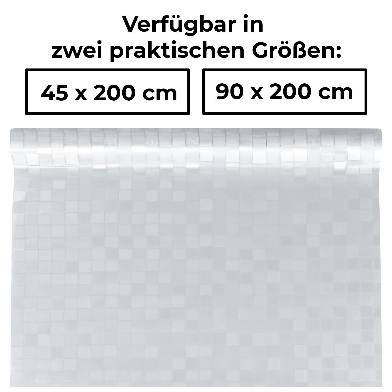 Fensterfolie 1PLUS Fensterfolie Sichtschutzfolie, große Quadrate, SELBSTKLEBEND, statisch haftend, Blickschutzfolie für Fenster, Tür, Glas-Trennwand für Küche Bad und Büro, shelfmade