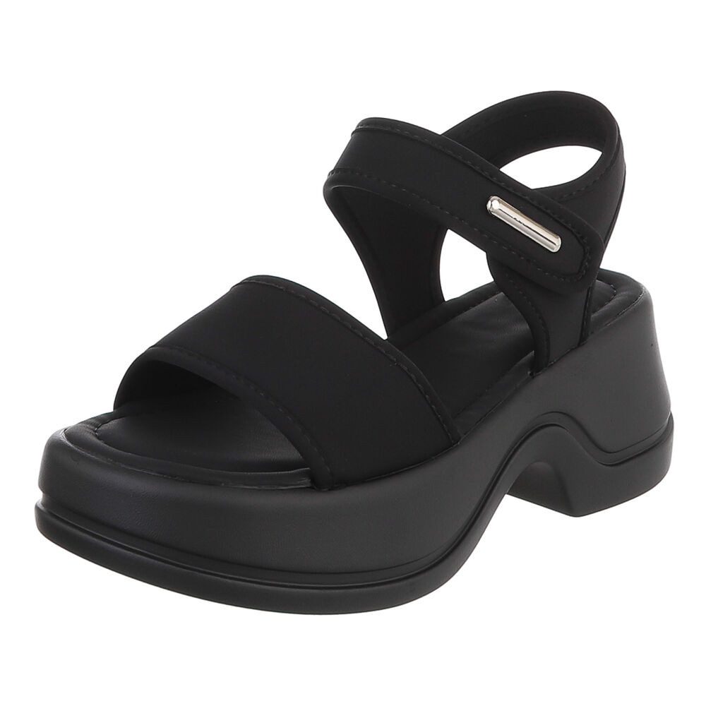 Ital-Design Damen Plateau-Sandalette mit Blockabsatz und Riemen Plateausandaletten (91849636) Blockabsatz Sandalen & Sandaletten in Schwarz