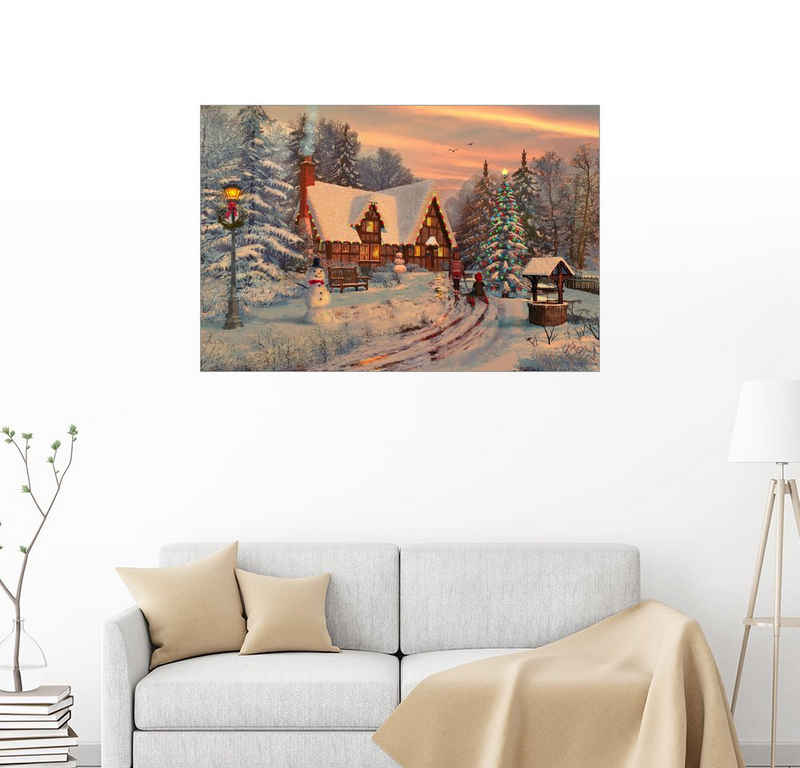 Posterlounge Wandbild, Weihnachtliche Hütte