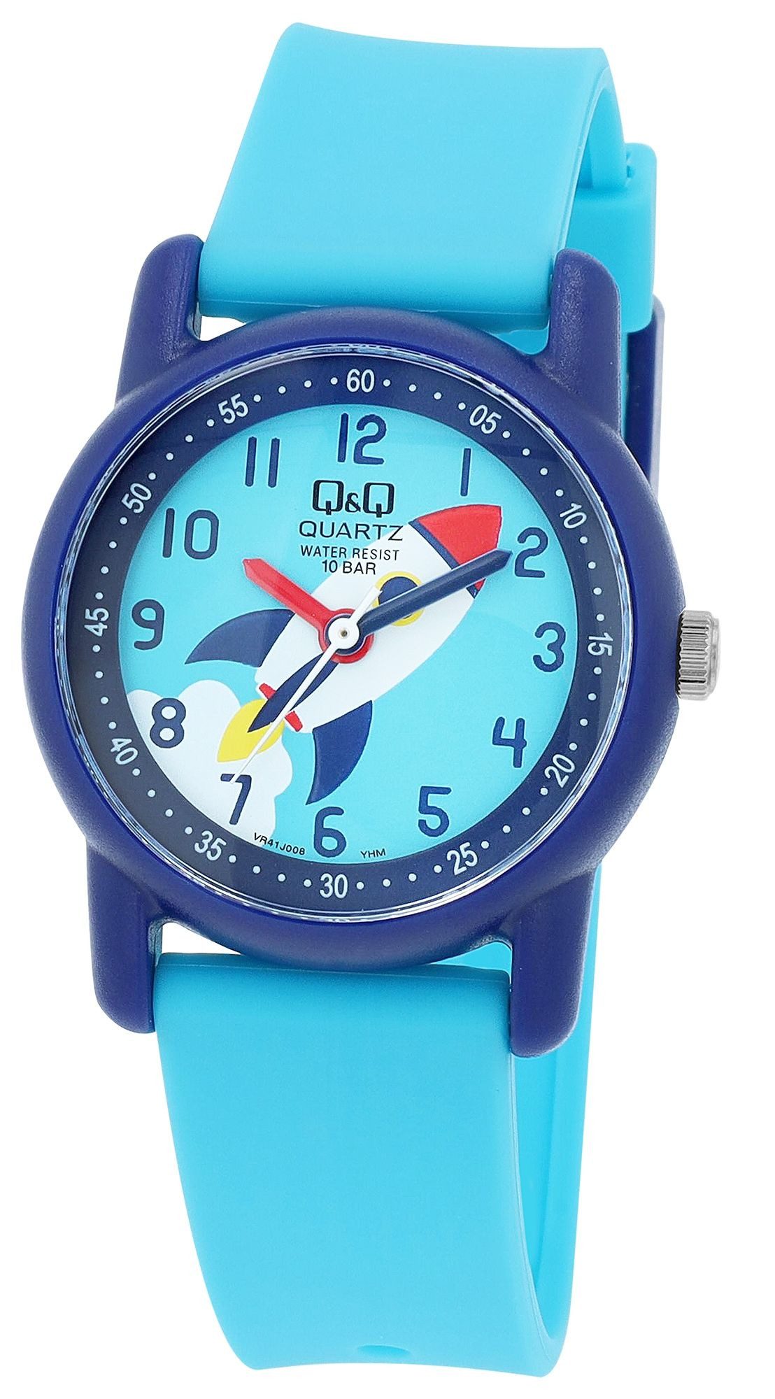 Quarzuhr VR41J008Y Q&Q Kinderuhr mit Silikonarmband, "Rakete", 10 ATM