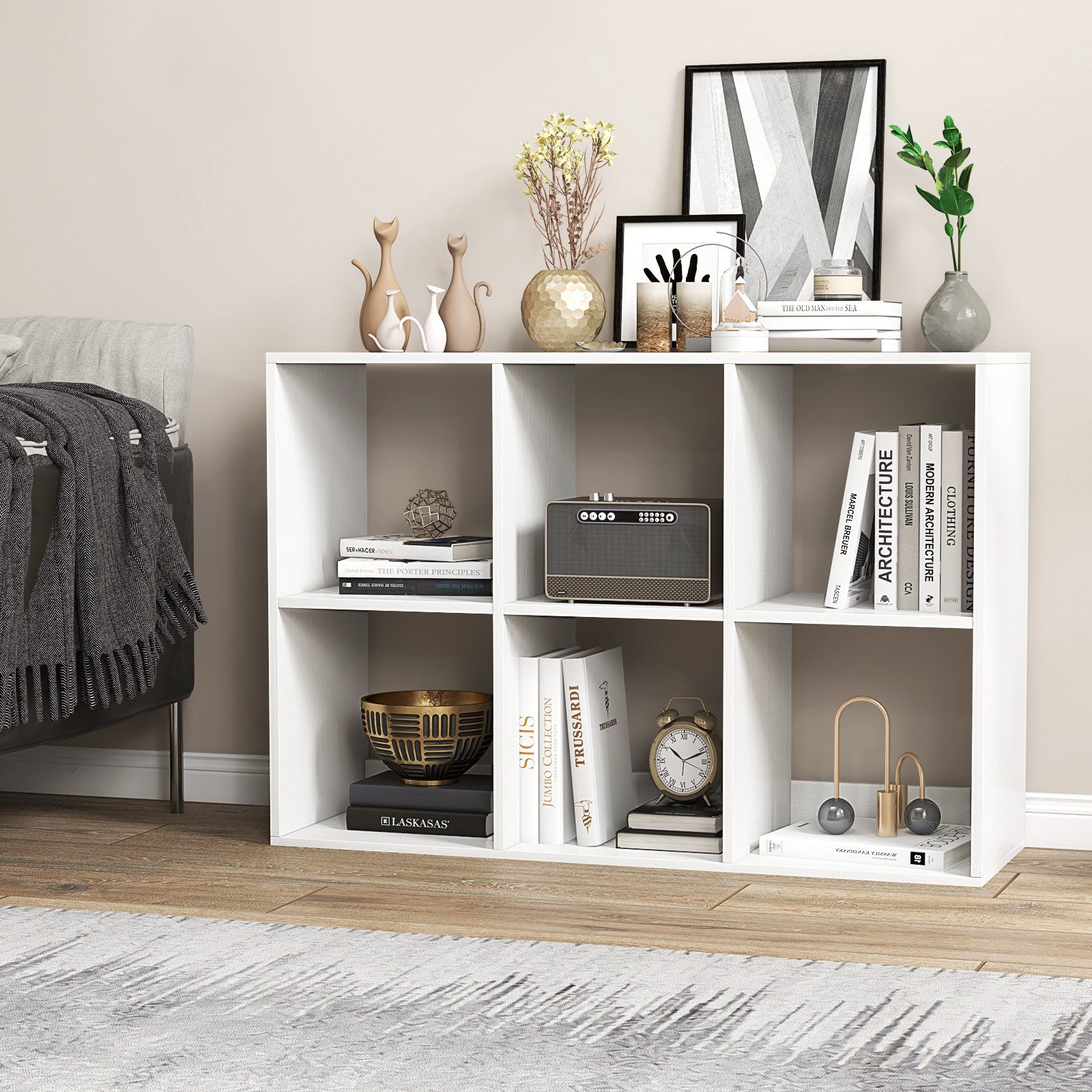 COSTWAY Bücherregal, Standregal 6 Fächer, bis günstig online kaufen