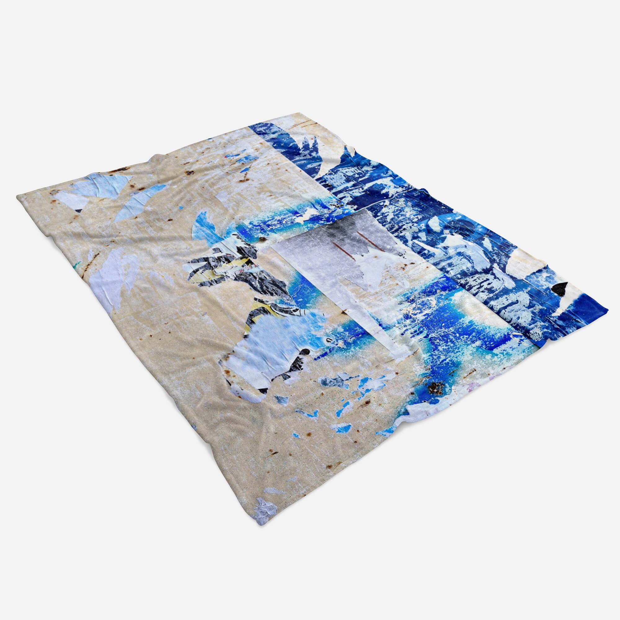 Baumwolle-Polyester-Mix Art Wandstruktur Auffallend Handtuch Strandhandtuch Fotomotiv mit Sinus Kuscheldecke Handtücher Saunatuch Handtuch (1-St), Blau,