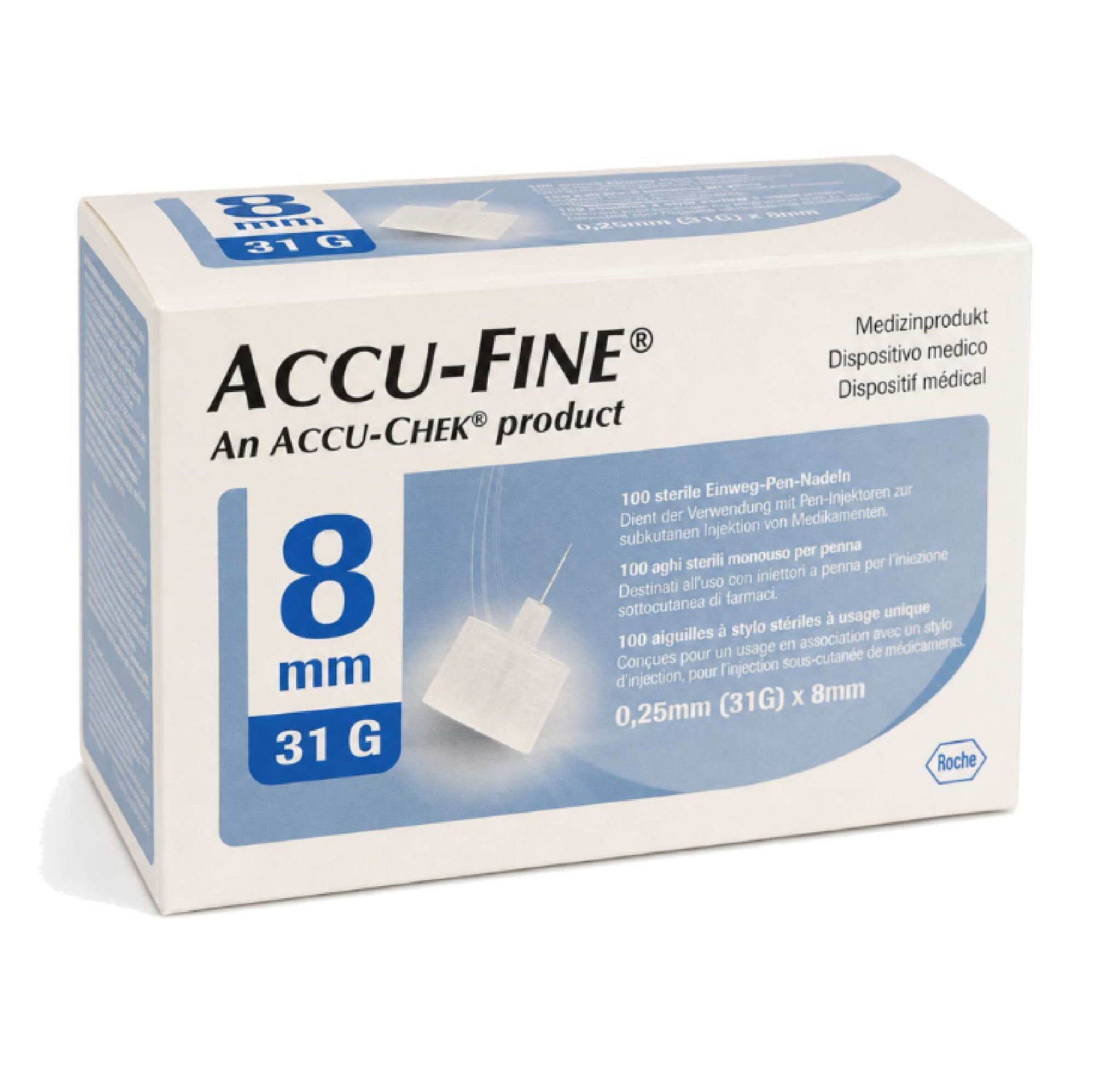 Roche Diabetes Care Deutschland GmbH Injektionsnadel ACCU FINE sterile Nadeln f.Insulinpens 8 mm 31 G