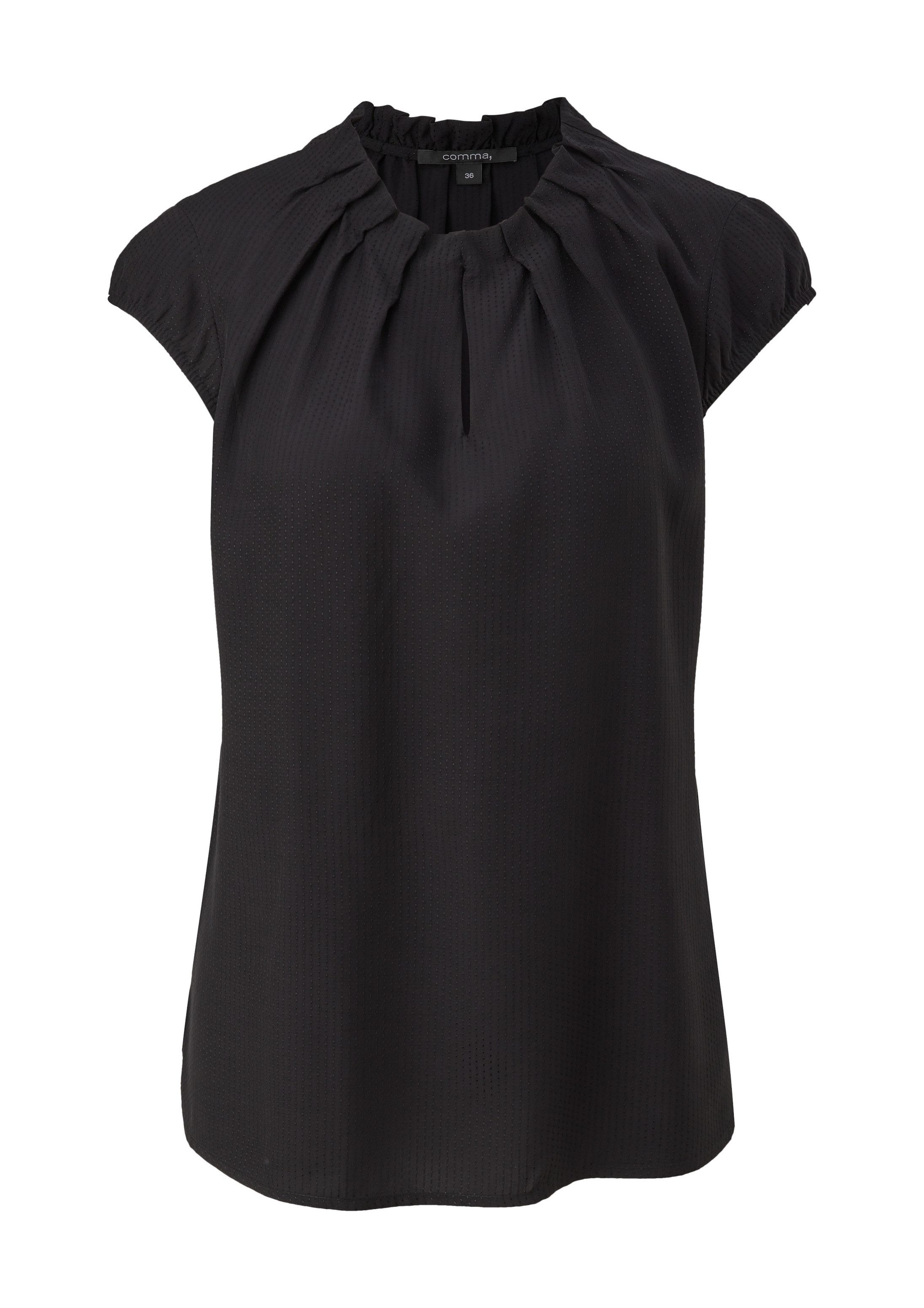 comma Kurzarmbluse Bluse Viskosebluse mit Strukturmuster