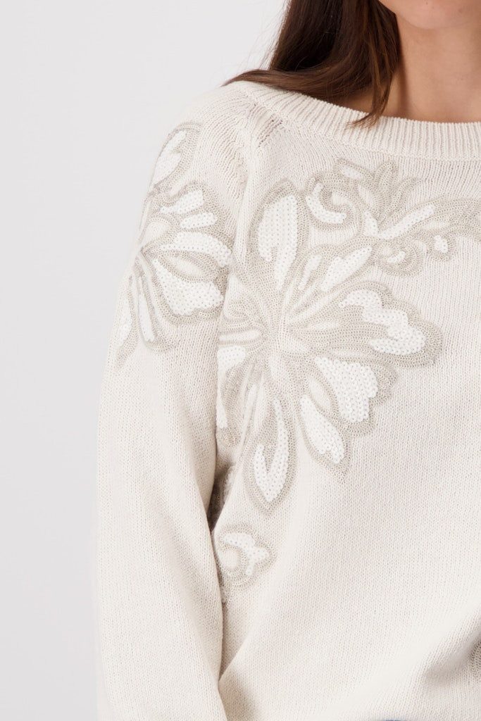 Monari Druckkleid Pullover creamy beige günstig online kaufen