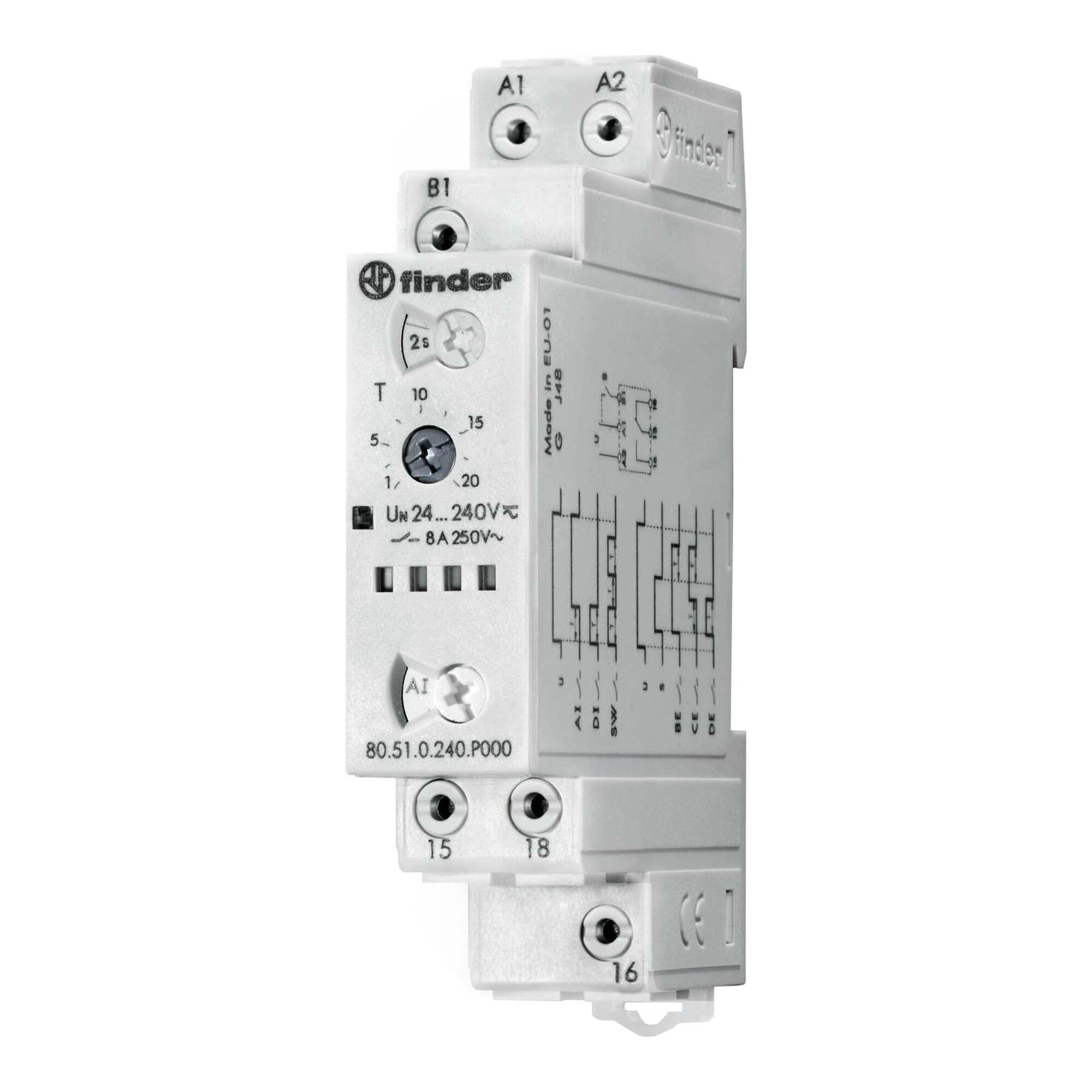 finder Zeitschaltuhr Finder Zeitrelais 1W, 8A, 24-240VAC/DC 80.51.0.240.P000