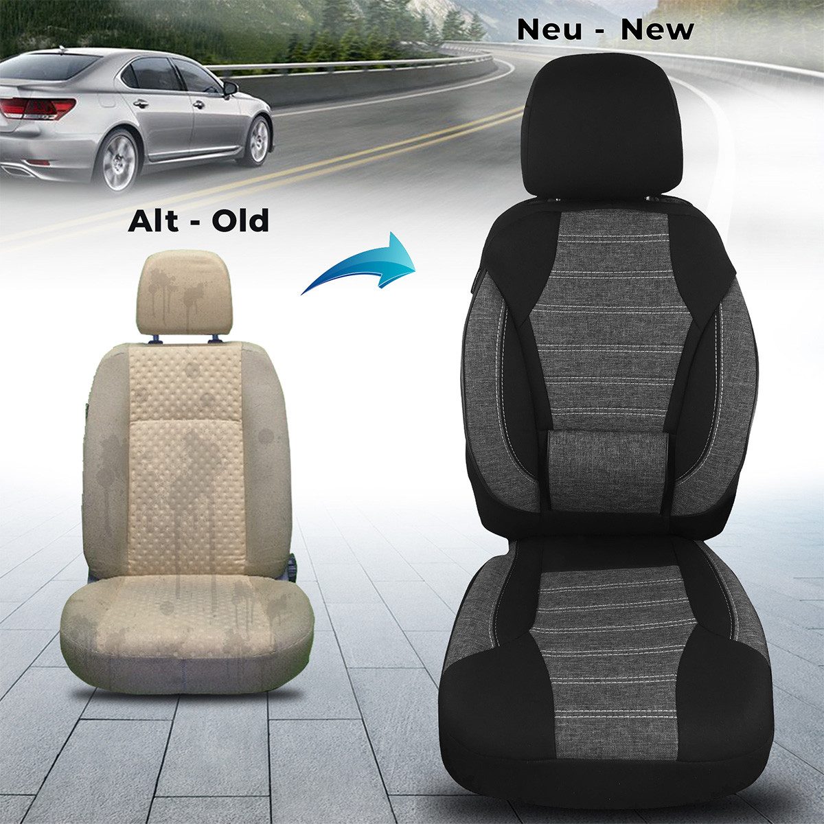 BREMER SITZBEZÜGE Autositzbezug für Mazda 3 1.Gen. Bj 2003-09 (KT104), Set, Schonbezüge Sitzbezüge Fahrer und Beifahrer, in Schwarz