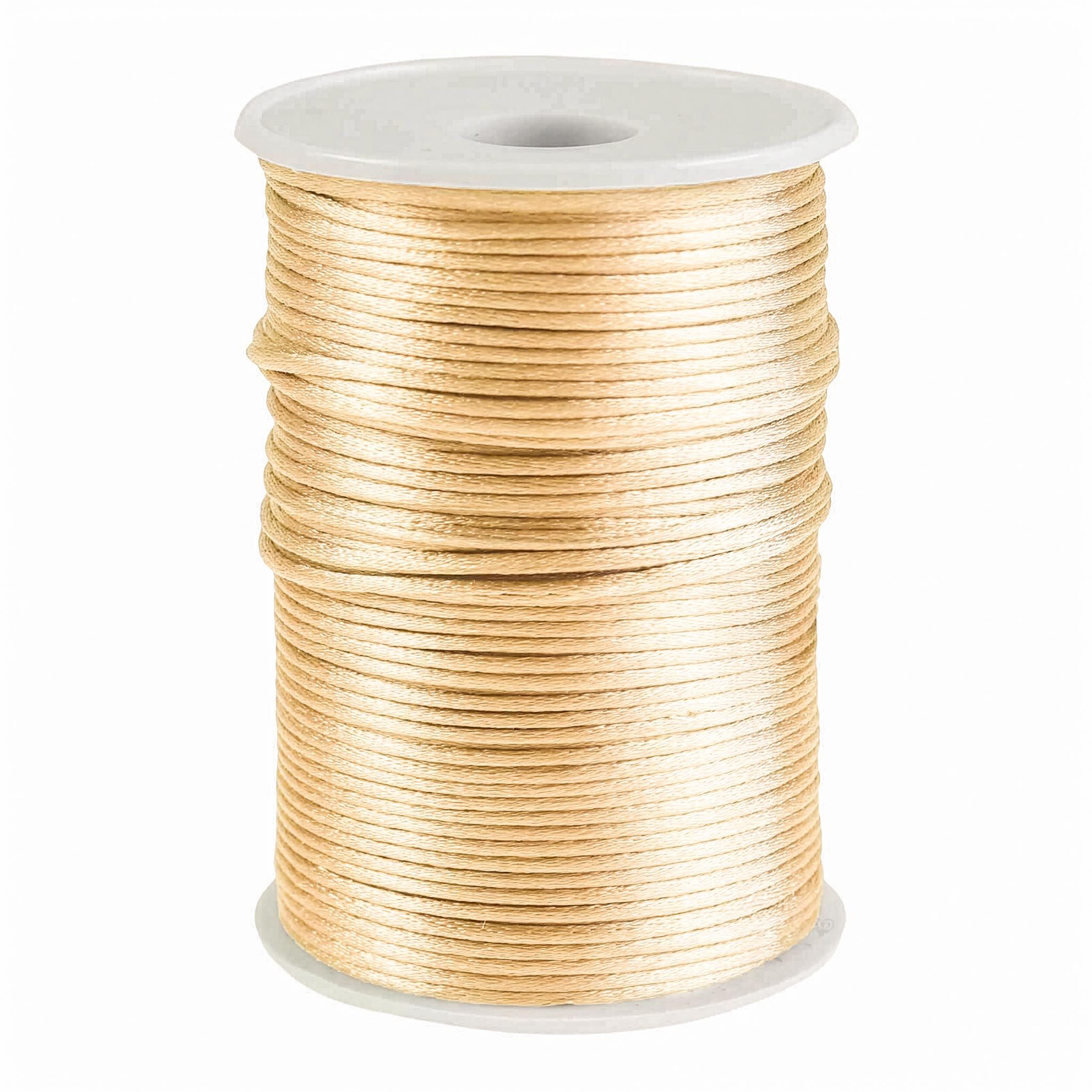 maDDma Kordel 90m Satinschnur 2mm Satinkordel Schmuck-Kordel Kumihimo Bänder, vanille