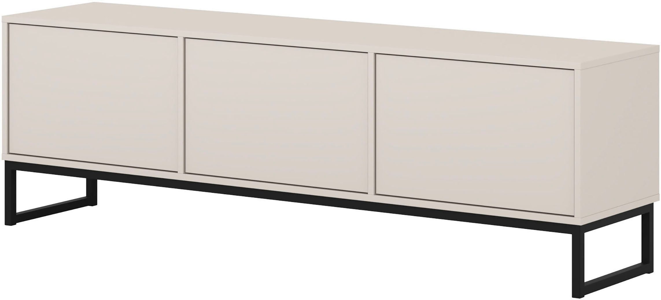 OTTO home Lowboard Loft, Breite 157 cm, TV-Board 3 Klappen, Metallkufen, TV-Kommode mit viel Stauraum, push-to-open-Funktion
