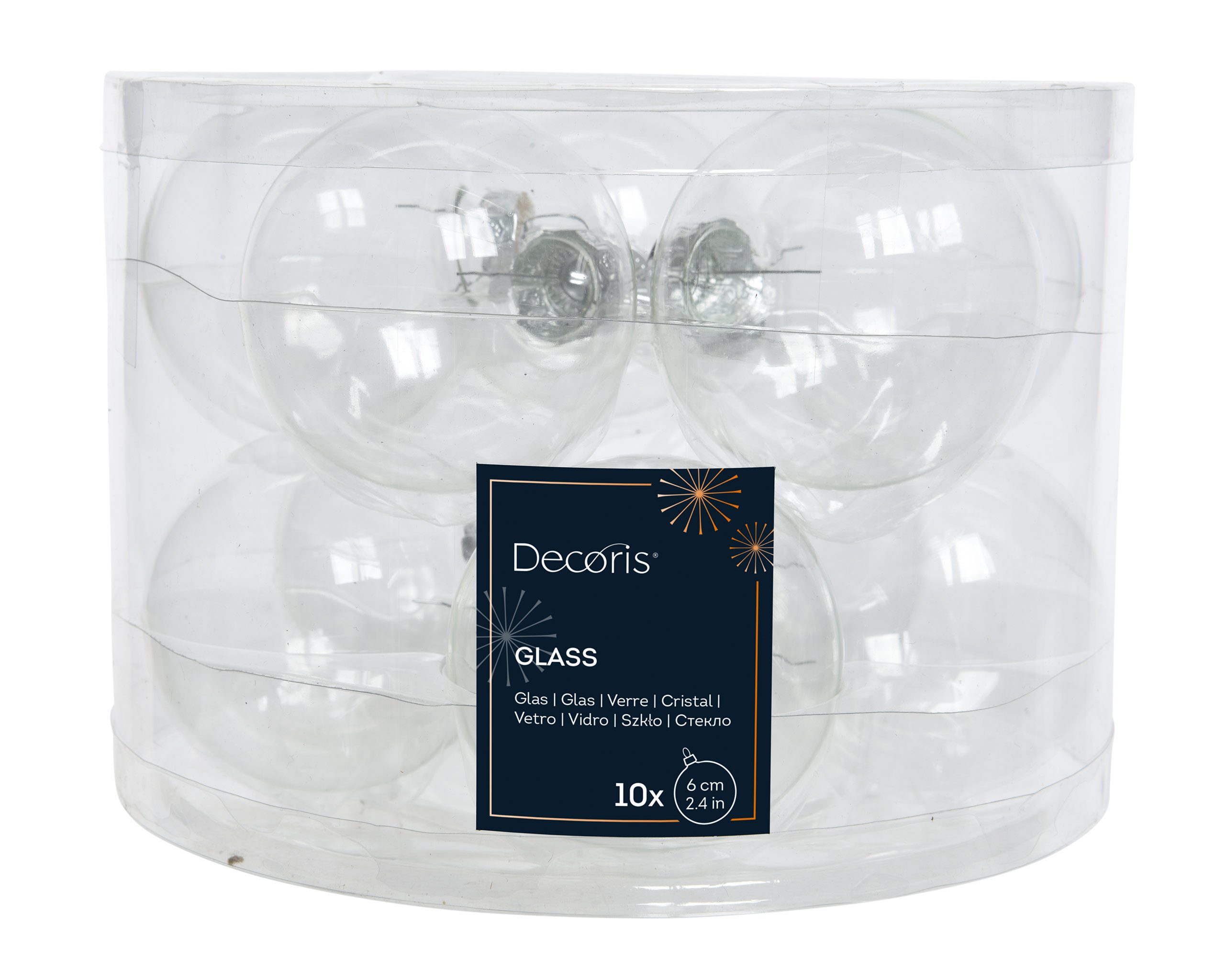 Kaemingk Christbaumschmuck, Weihnachtskugeln Glas 6cm x 10 Stück - Klar tra günstig online kaufen