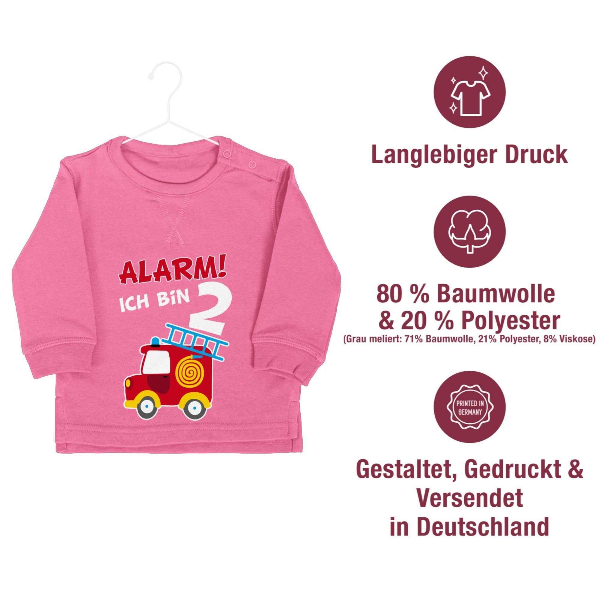 Shirtracer Sweatshirt Alarm ich Geburtstag 3 Feuerwehrauto zwei 2. bin Pink