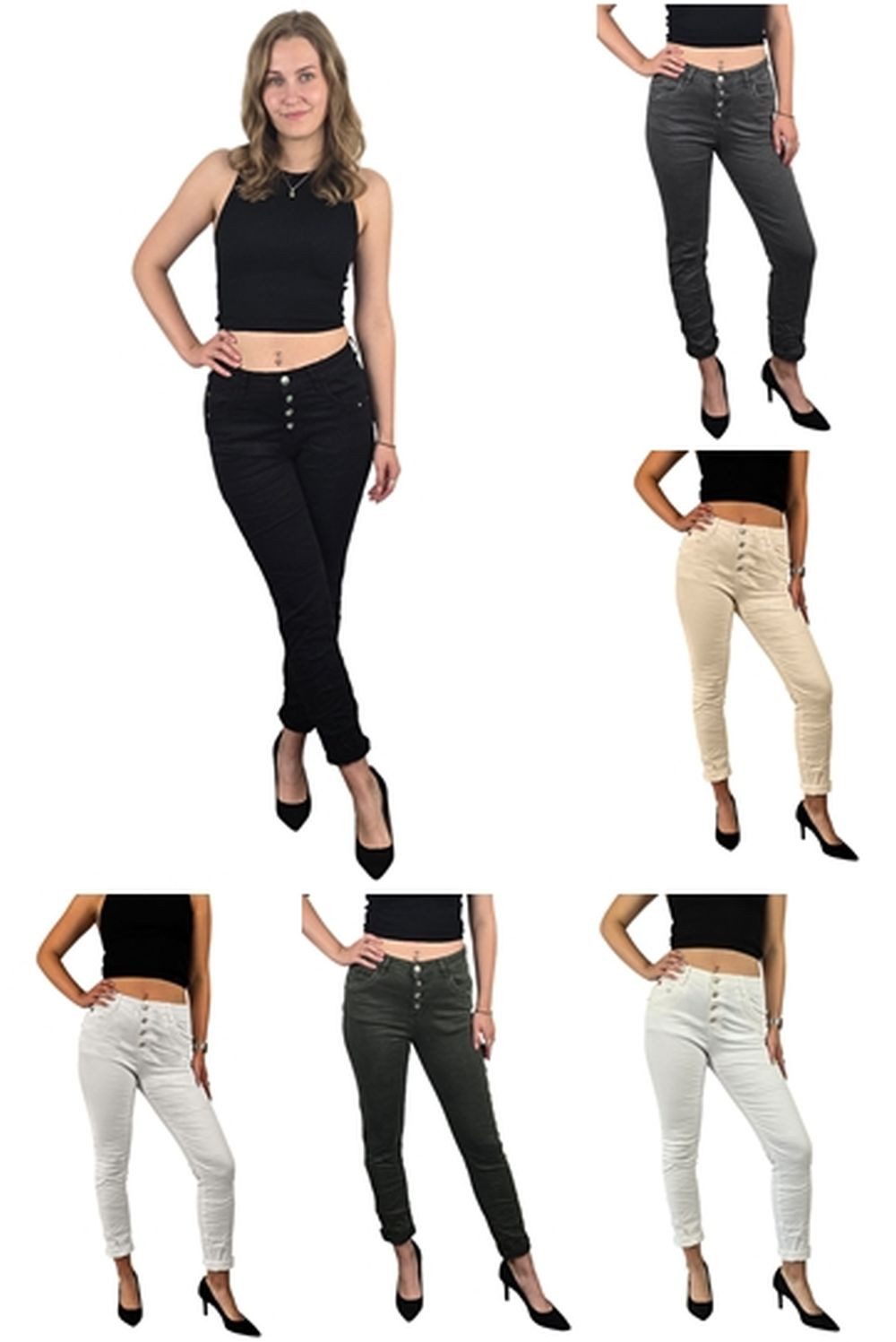 Karostar Slim-fit-Jeans Damen Karostar 4 Knöpfe 36 - 48