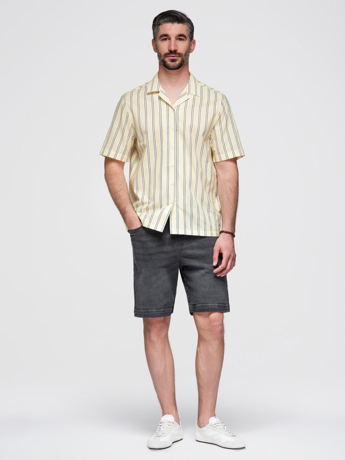 Jeansshorts Herren Denim Shorts mit elastischem Bund Grau M