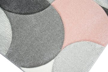 Teppich Designer und Moderner Teppich Kurzflor mit Tropfen Muster in Rosa Grau Beige, Teppich-Traum, rechteckig, Höhe: 13 mm