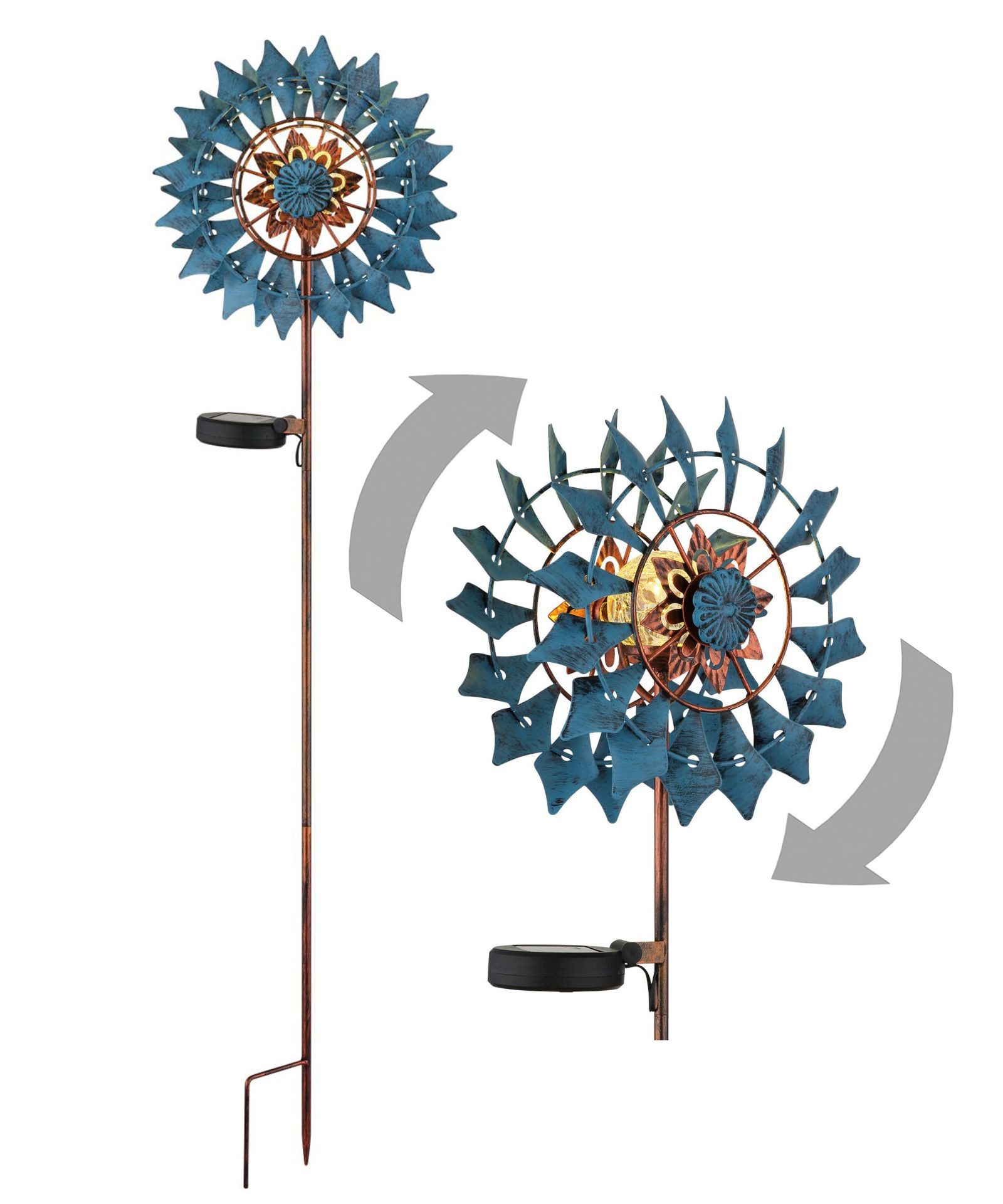 bmf-versand LED Solarleuchte Windrad Metall Garten Solar Solarleuchte Außen günstig online kaufen